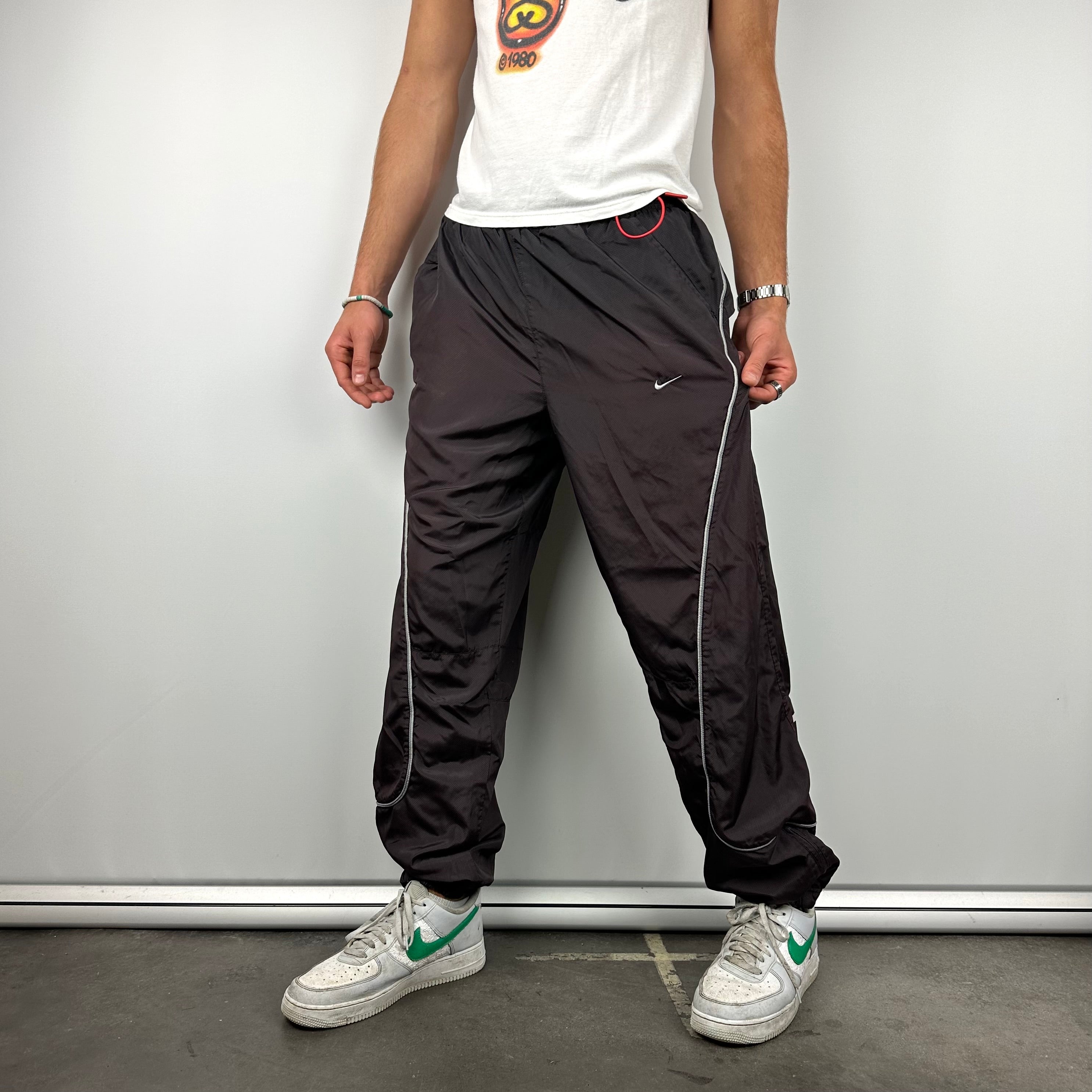 Nike Air Black & Brown Spell Out Track Pants (XL)
