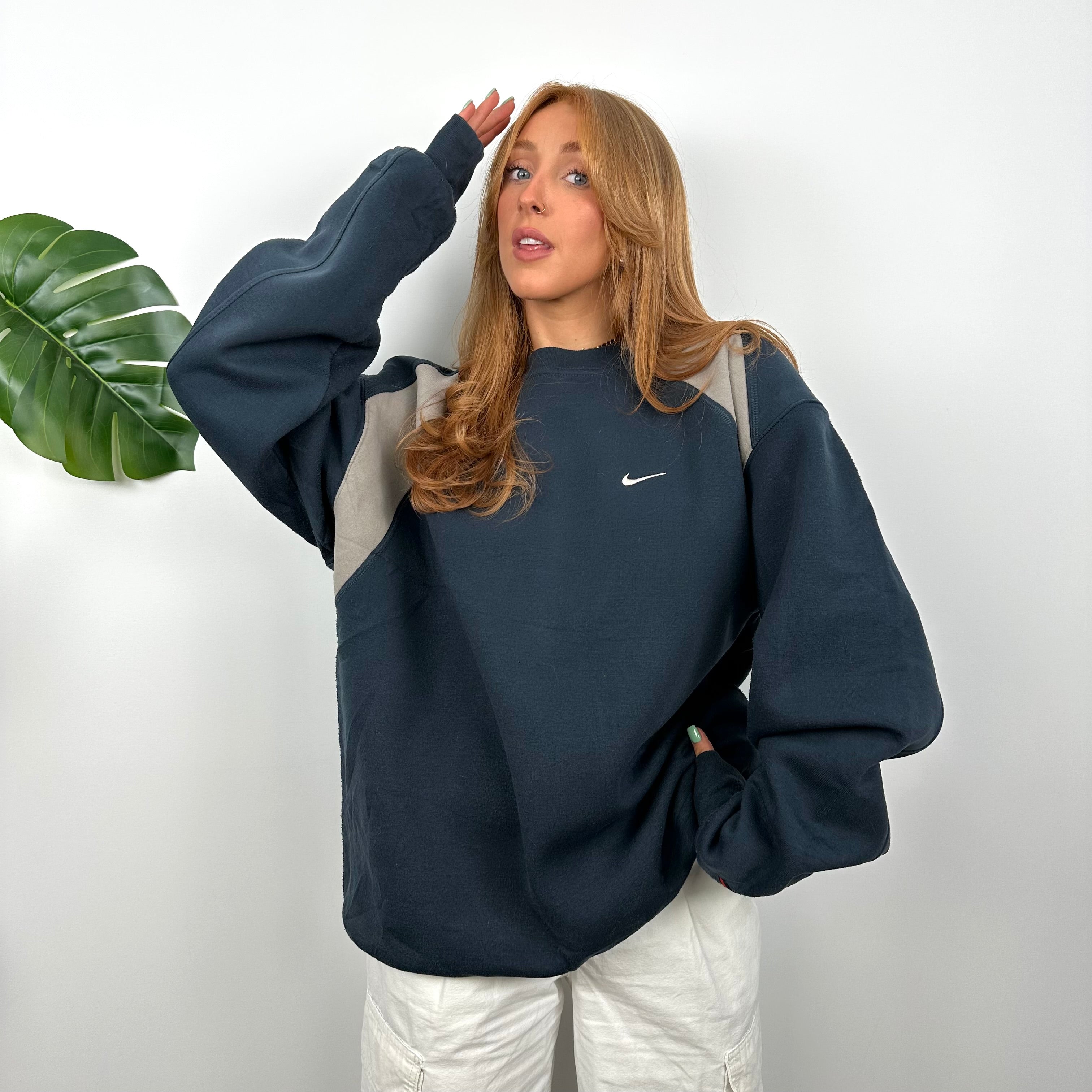 Nike Navy Embroidered Swoosh Sweatshirt (L)