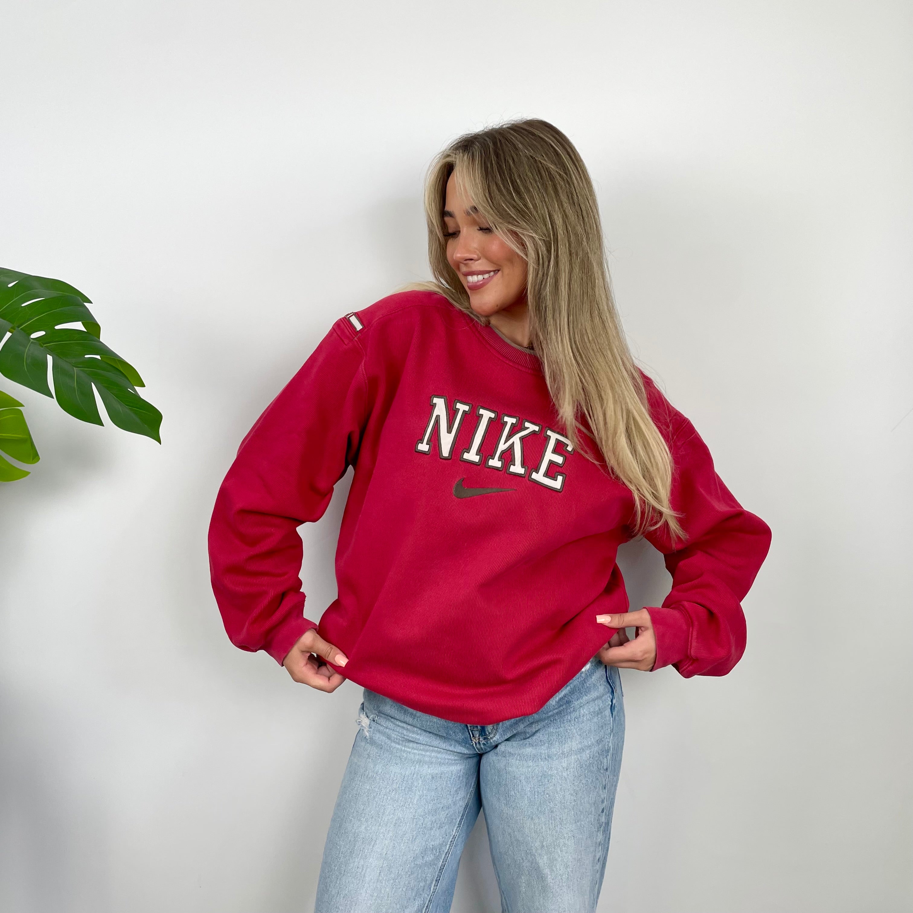 Nike Red Embroidered Spell Out Sweatshirt (L)