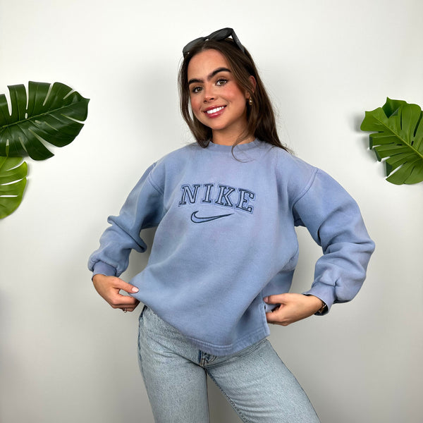 Nike Baby Blue Embroidered Spell Out Sweatshirt (S)