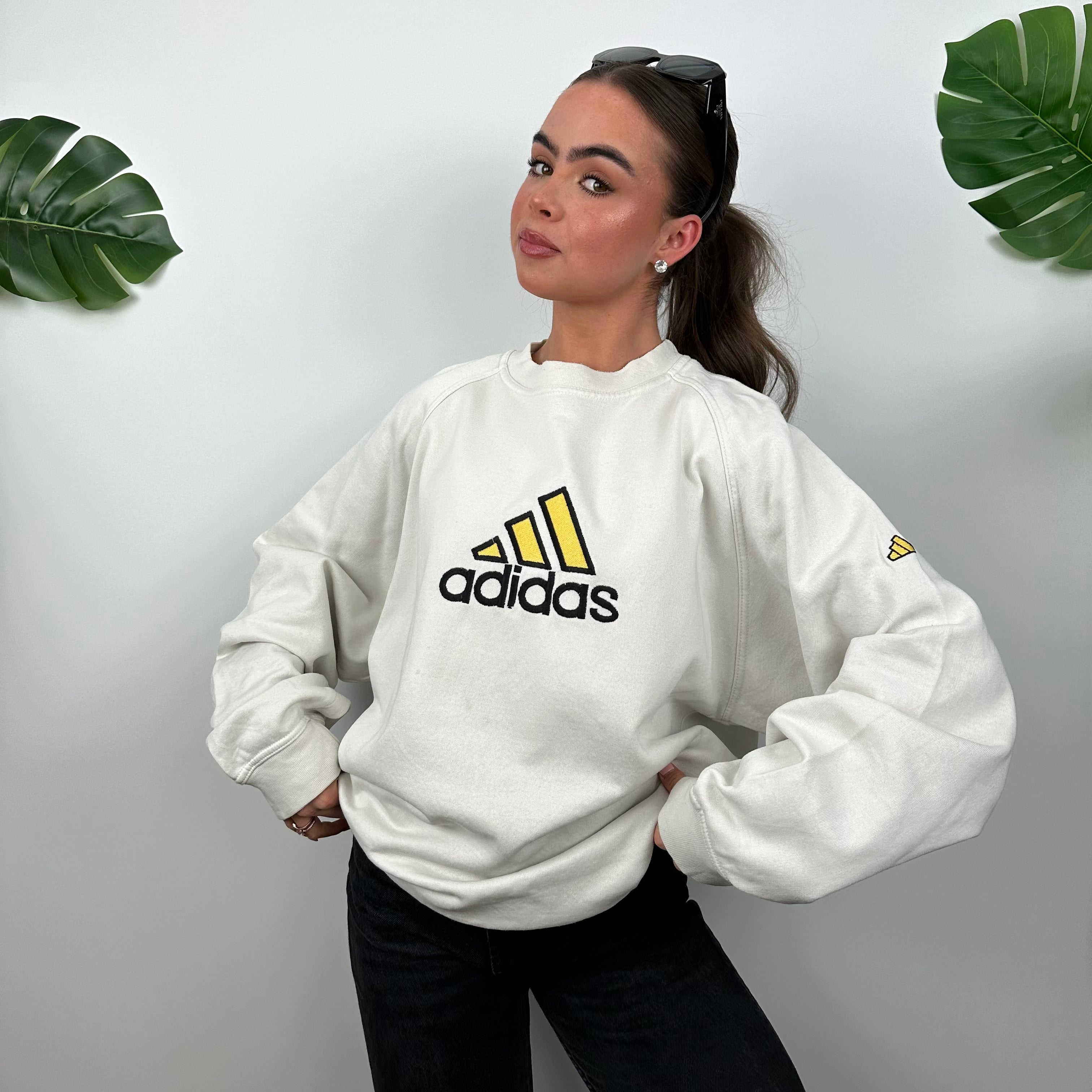 Adidas RARE White Embroidered Spell Out Sweatshirt (M)