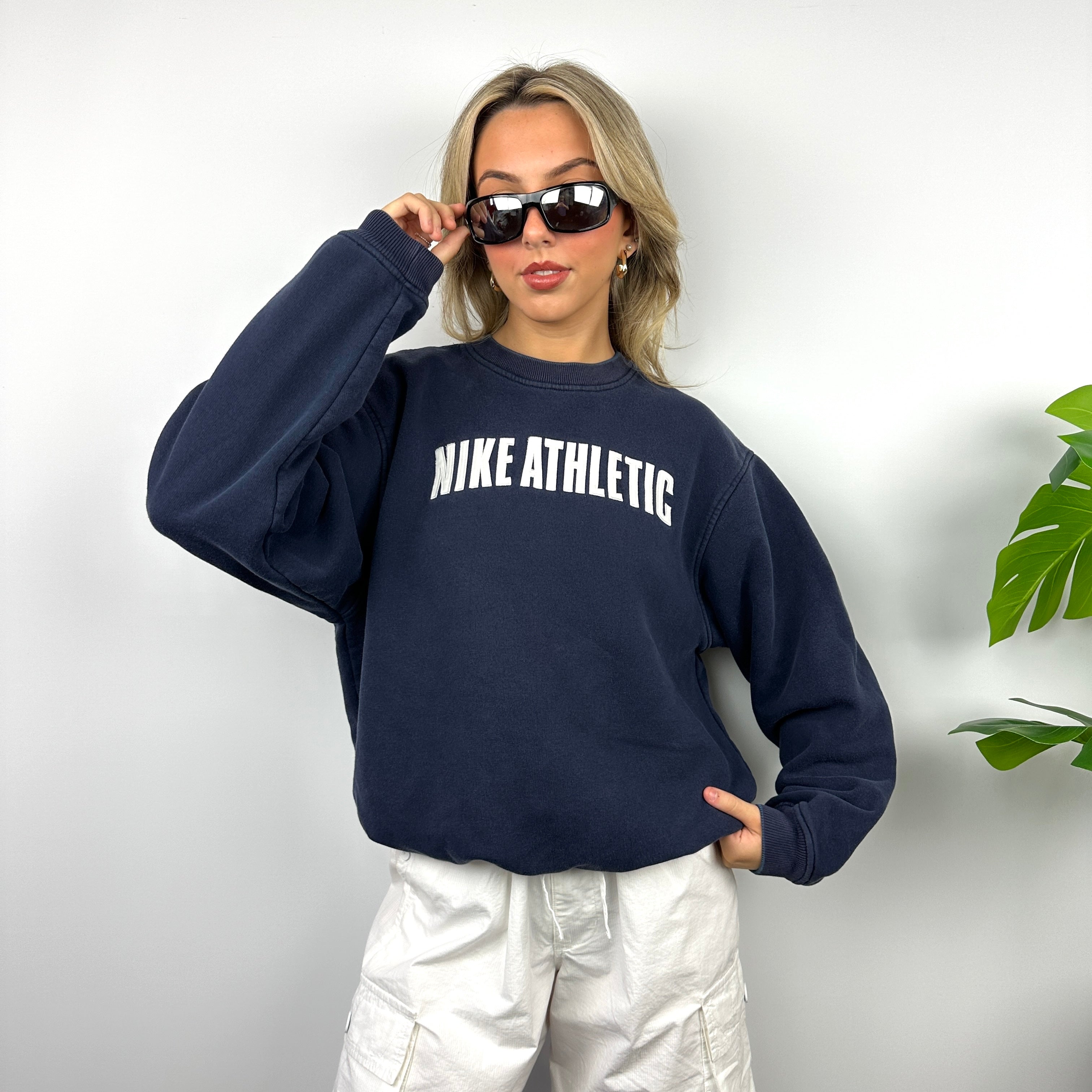 Nike Athletic Navy Embroidered Spell Out Sweatshirt (M)