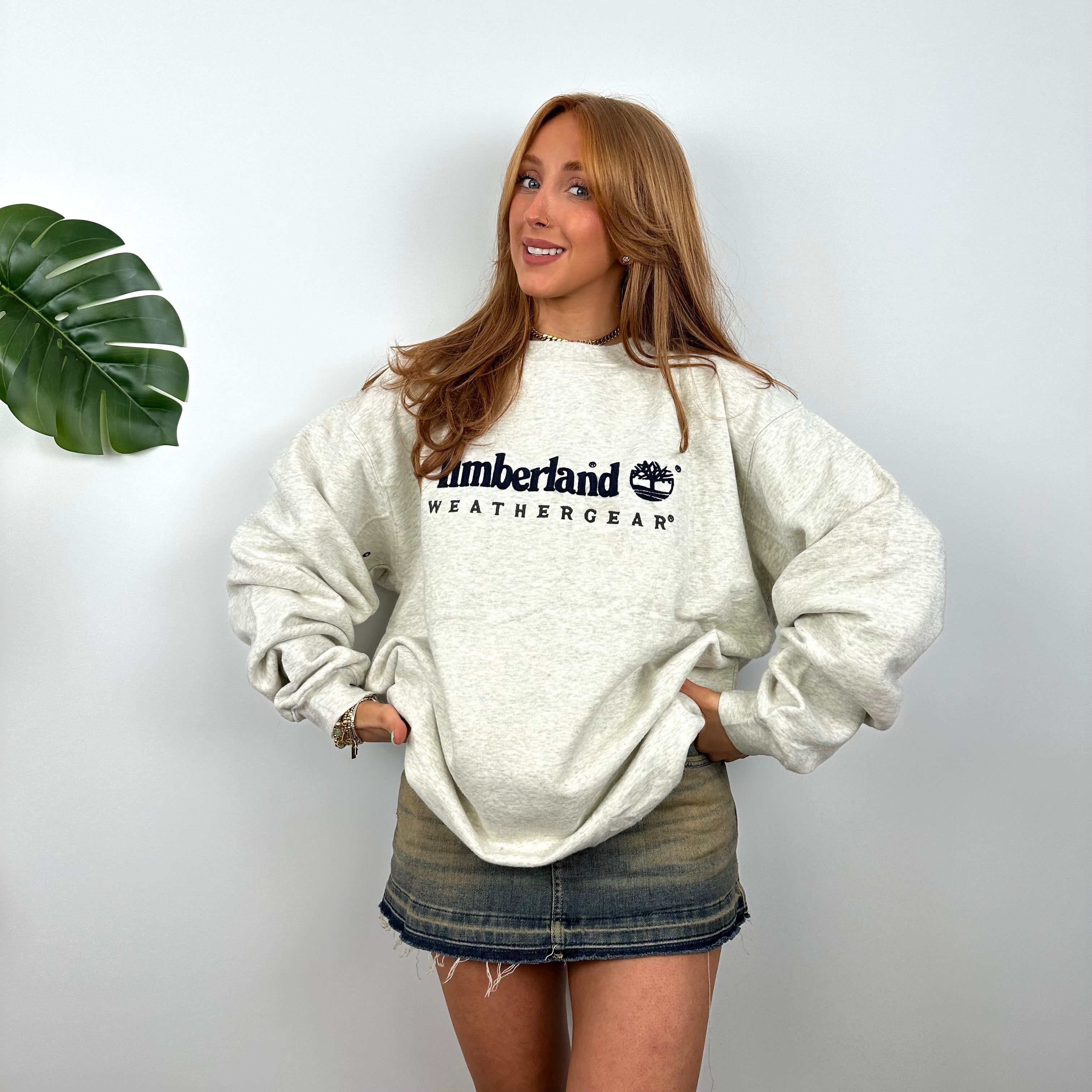 Timberland Grey Embroidered Spell Out Sweatshirt (L)