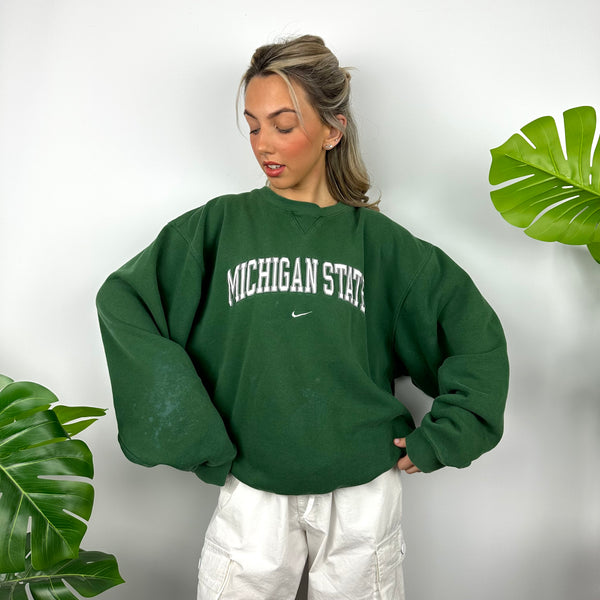 Nike x Michigan State RARE Green Embroidered Spell Out Sweatshirt (L)