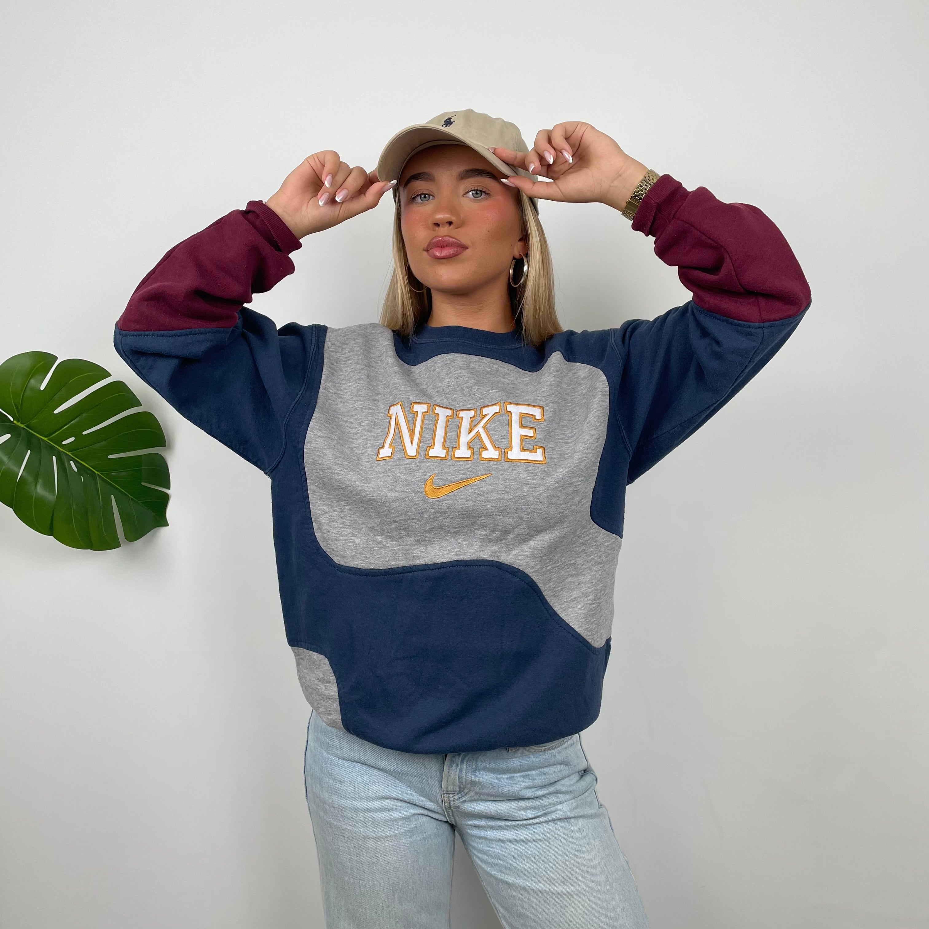 Nike Multi Coloured Embroidered Spell Out Sweatshirt (M)