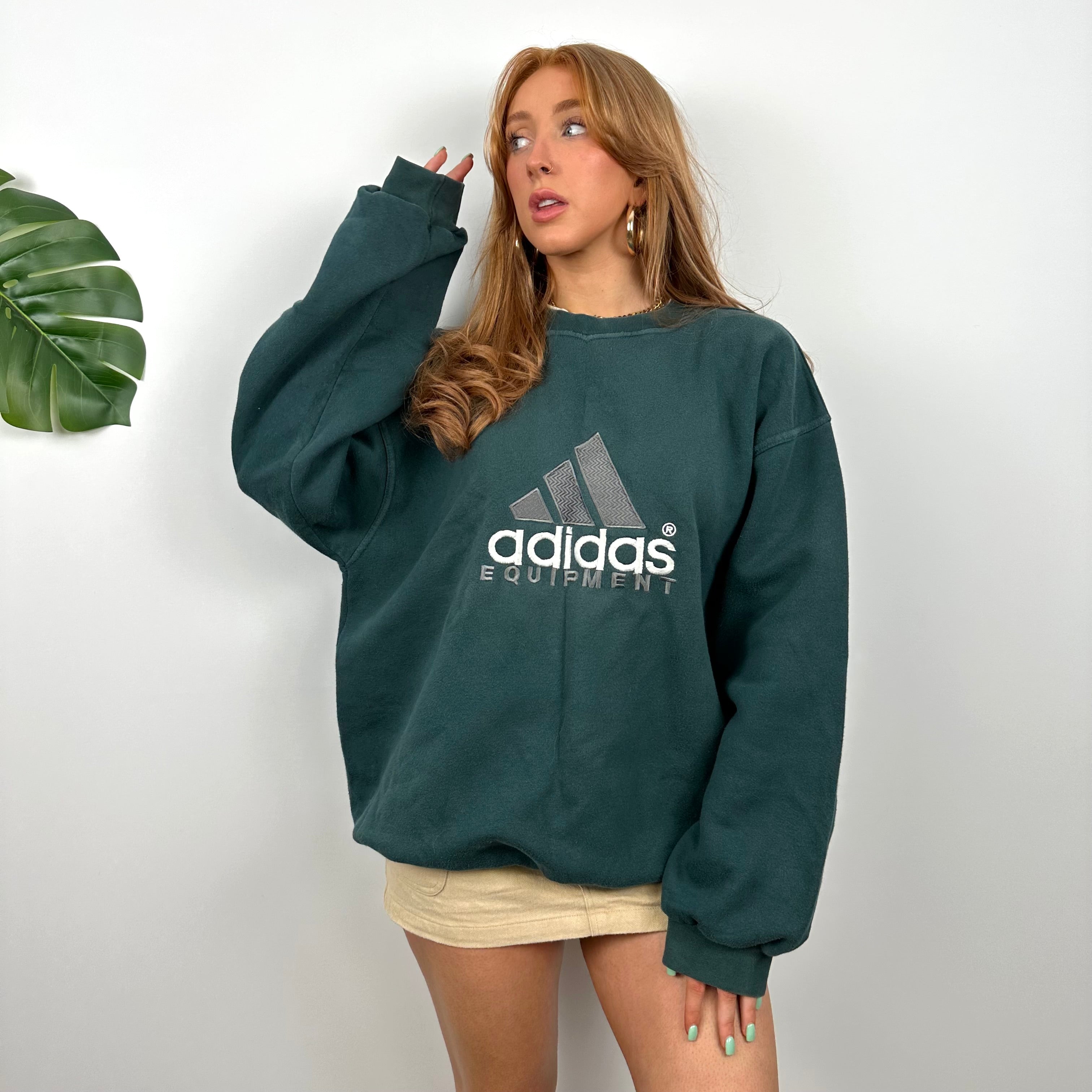 Adidas Equipment RARE Green Embroidered Spell Out Sweatshirt (L)