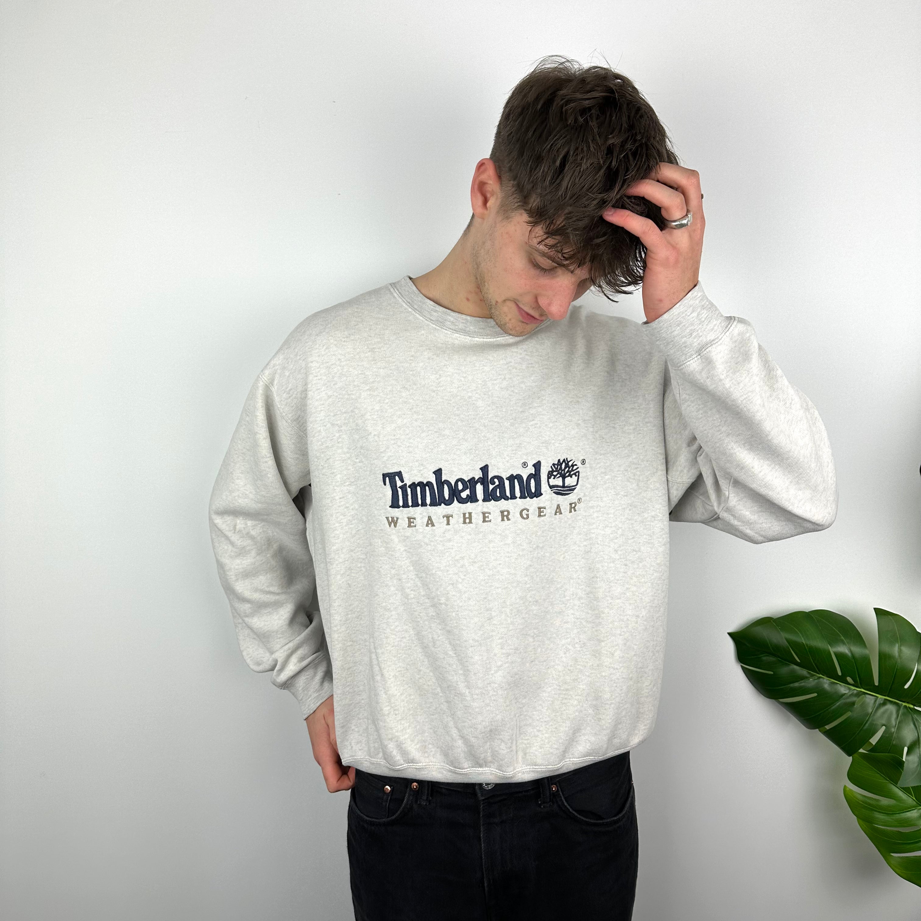 Timberland Grey Embroidered Spell Out Sweatshirt (L)