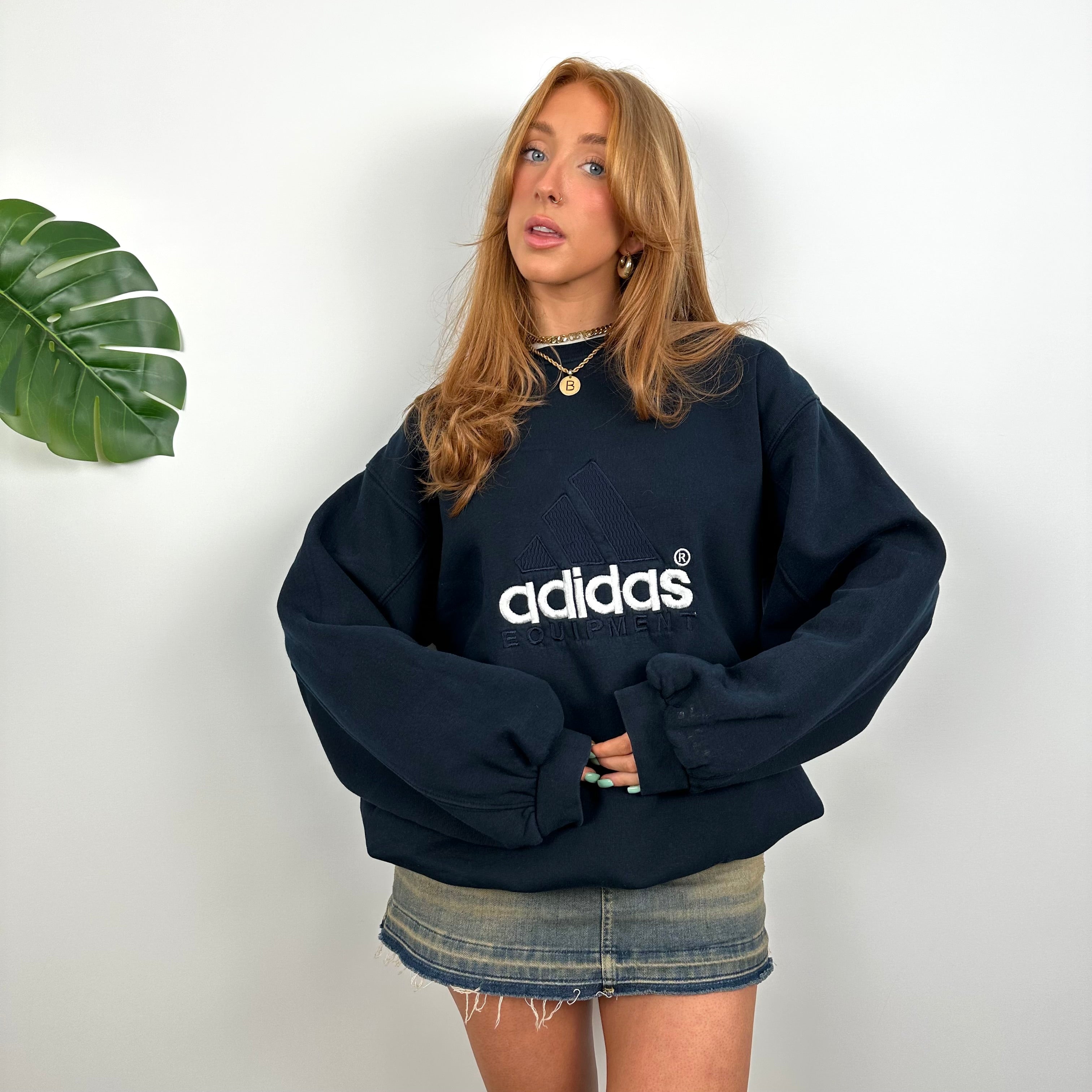 Adidas Equipment RARE Navy Embroidered Spell Out Sweatshirt (L)