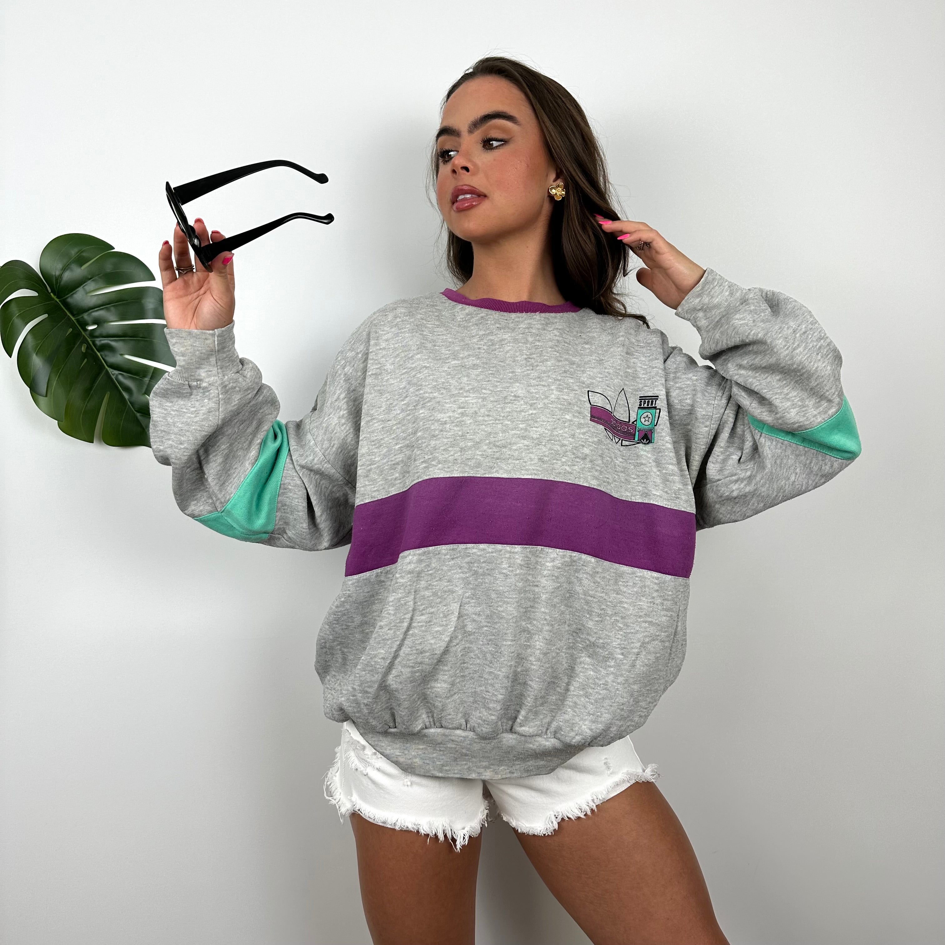 Adidas Grey Colour Block Sweatshirt (S)