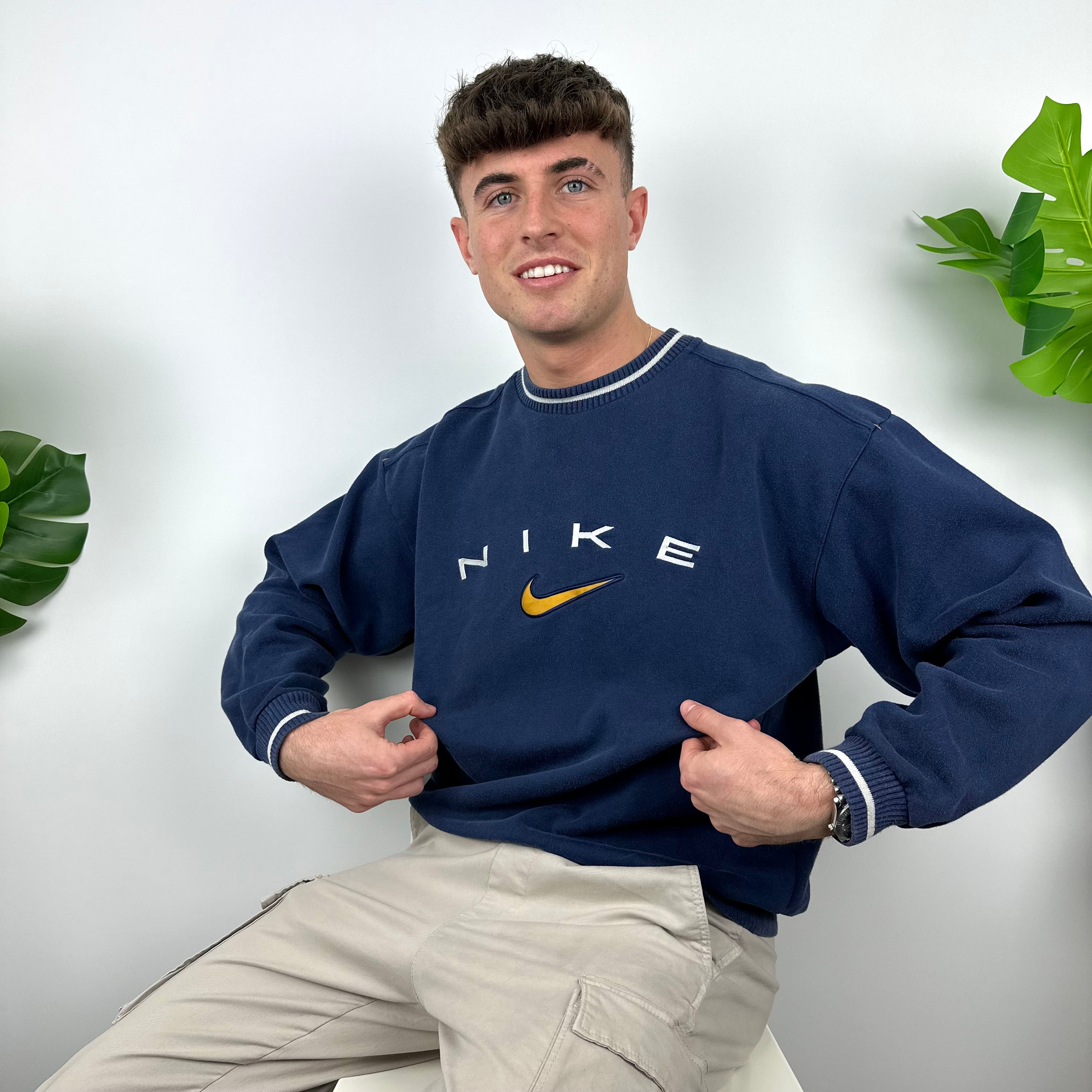 Nike Navy Embroidered Spell Out Sweatshirt (M)