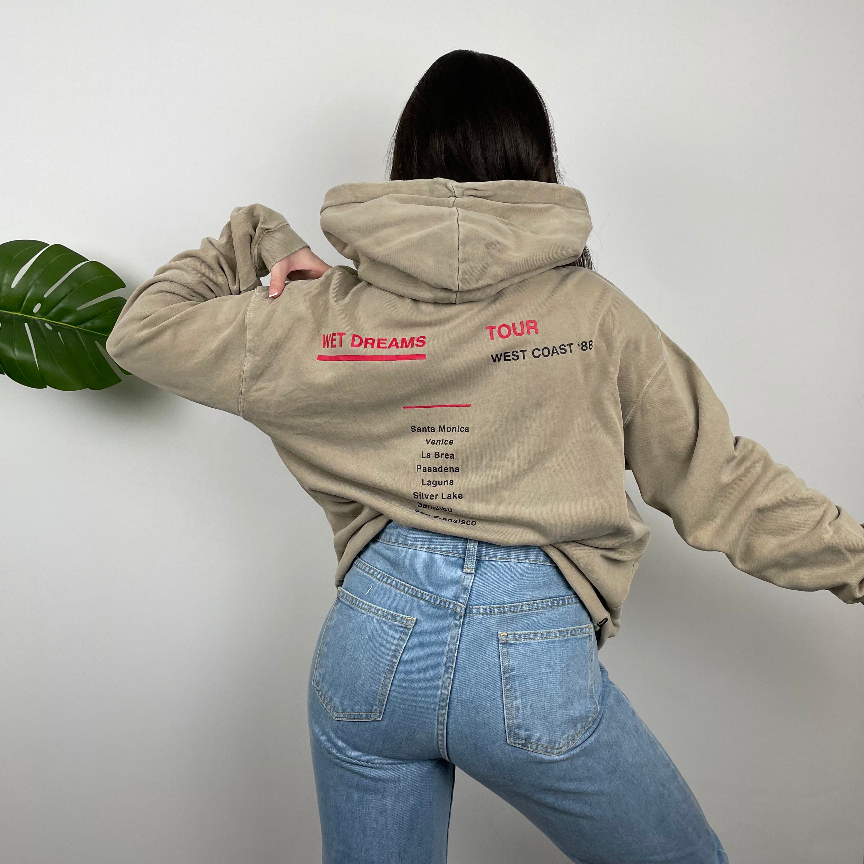 Stussy Brown Embroidered Spell Out Hoodie (L)