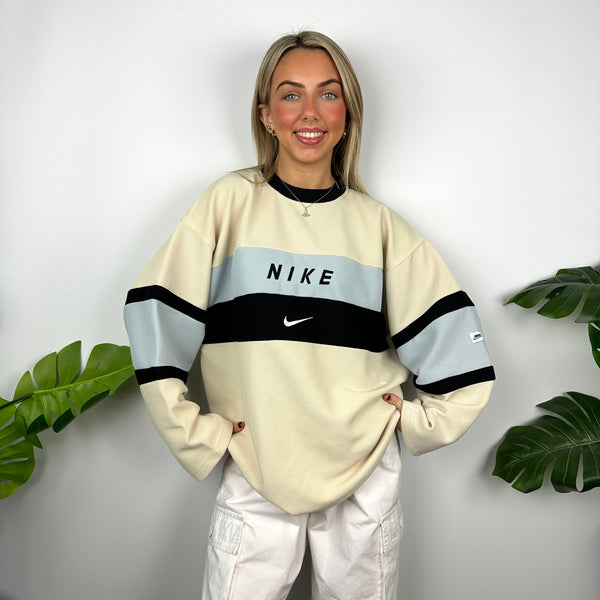 Nike Cream Embroidered Spell Out Sweatshirt (XXL)