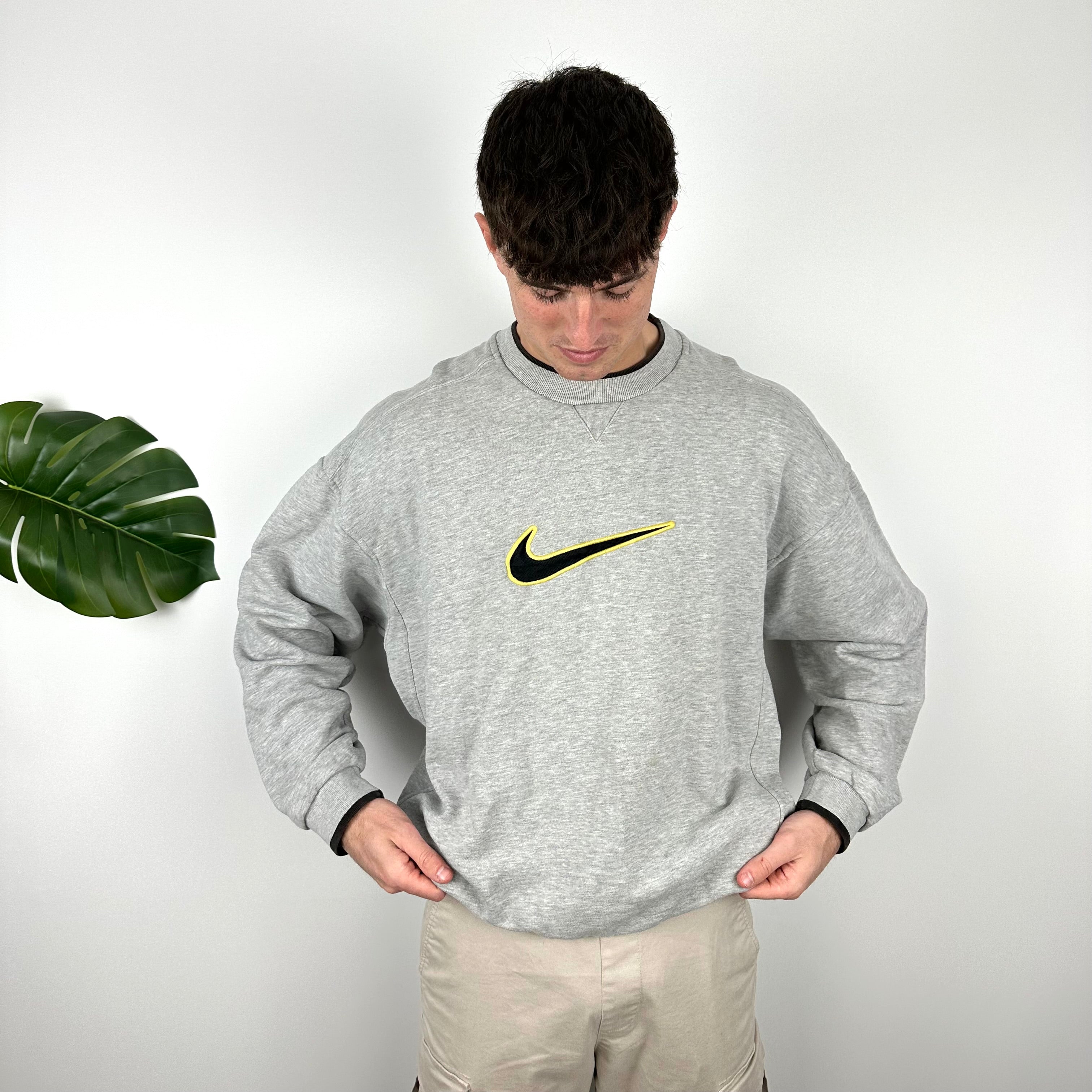 Nike Grey Embroidered Swoosh Sweatshirt (XL)