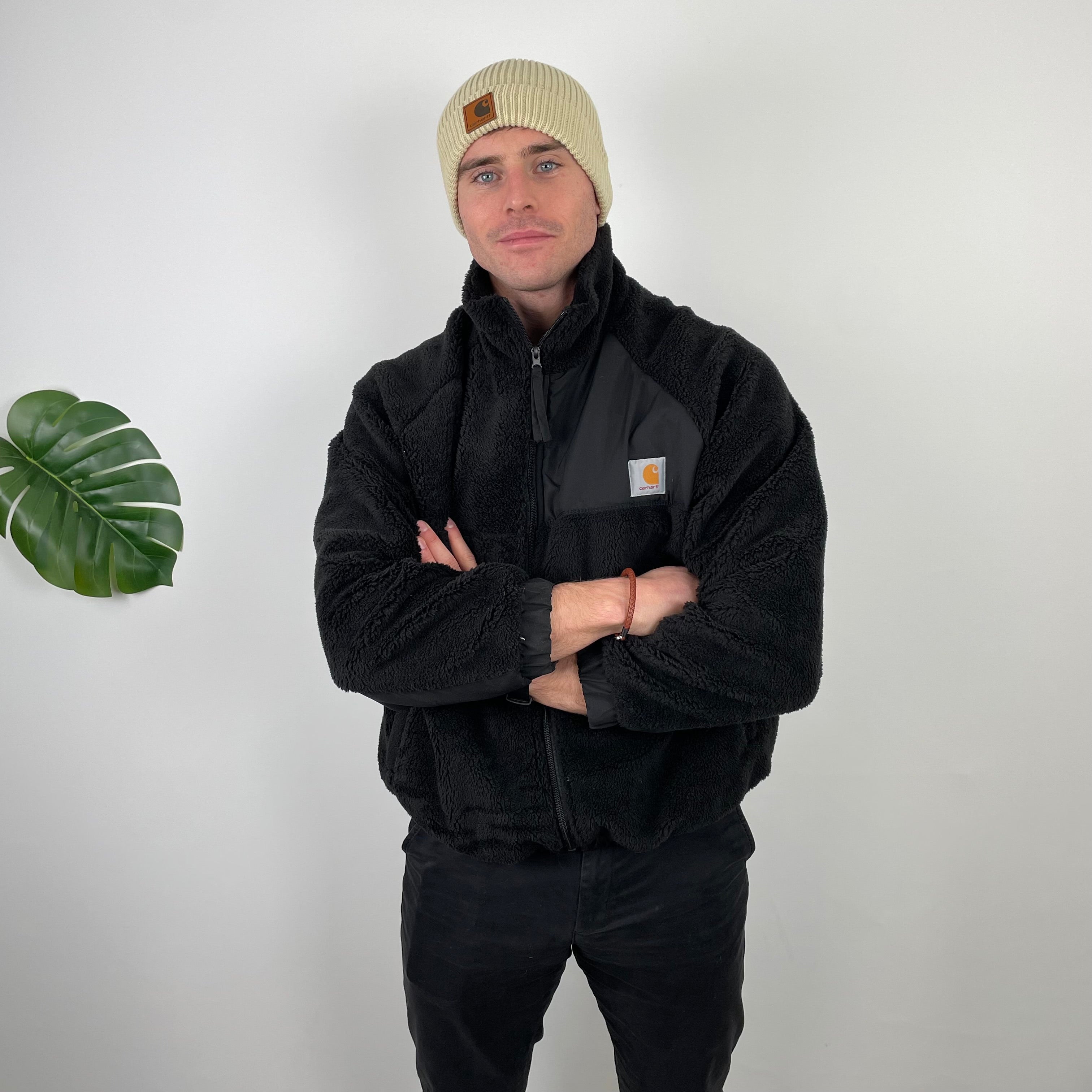 Carhartt Black Teddy Bear Sherpa Fleece Zip Up Jacket (L)