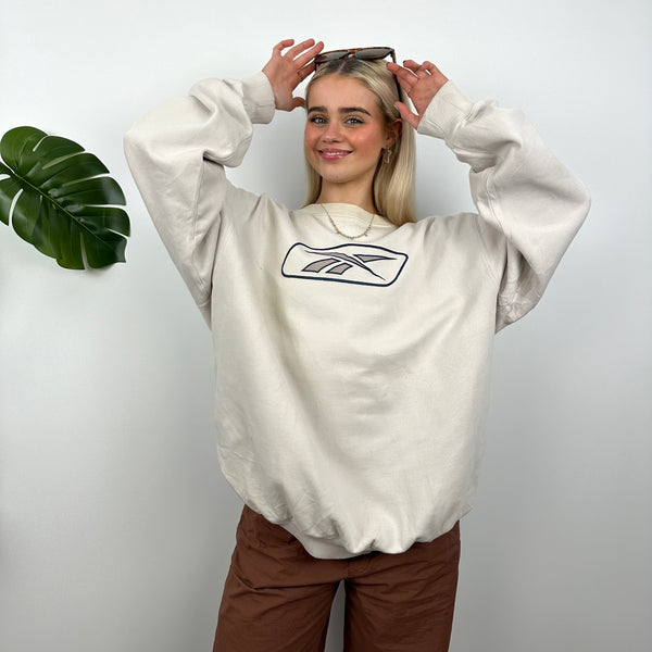 Reebok Cream Embroidered Logo Sweatshirt (L)