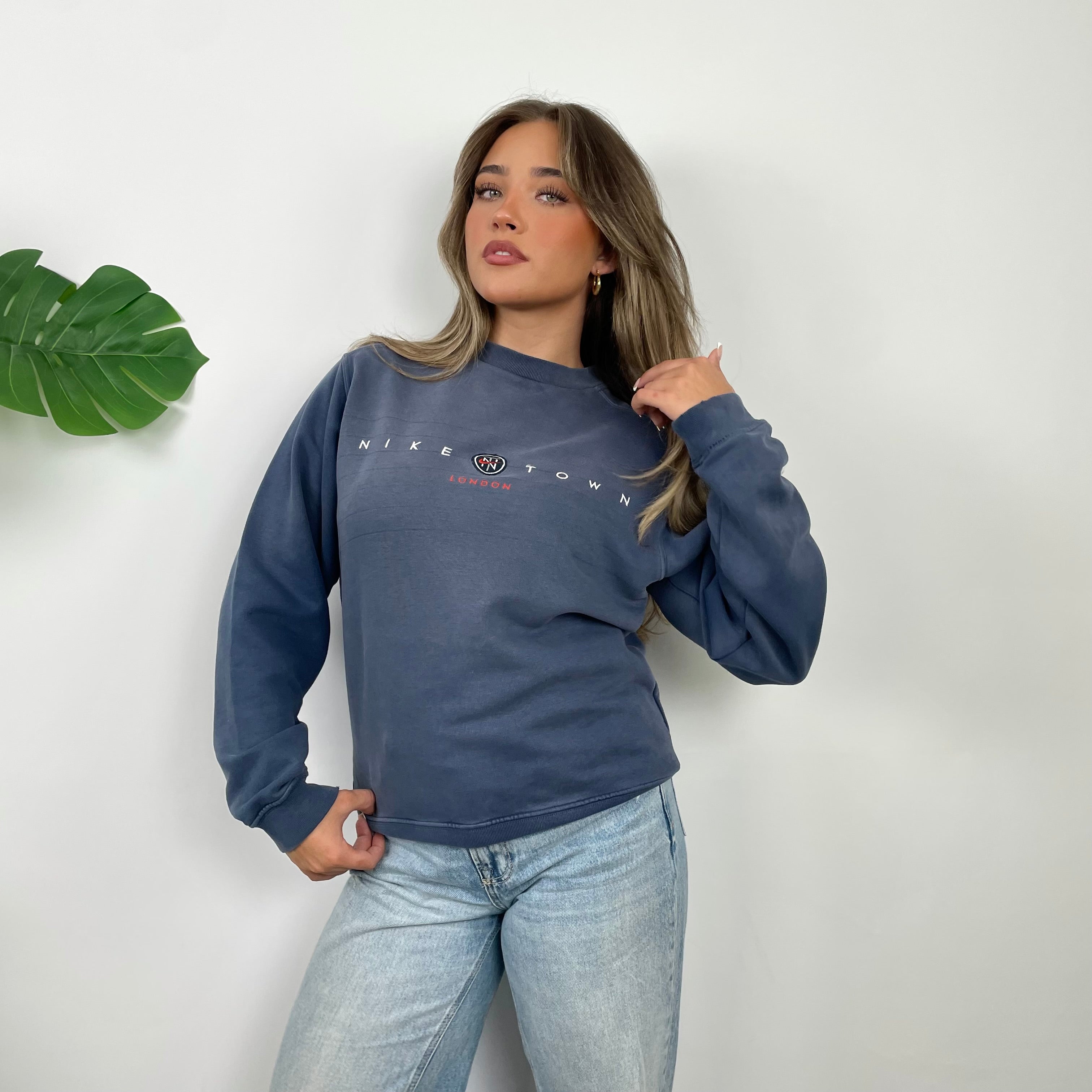 Nike Town London Blue Embroidered Spell Out Sweatshirt (S)