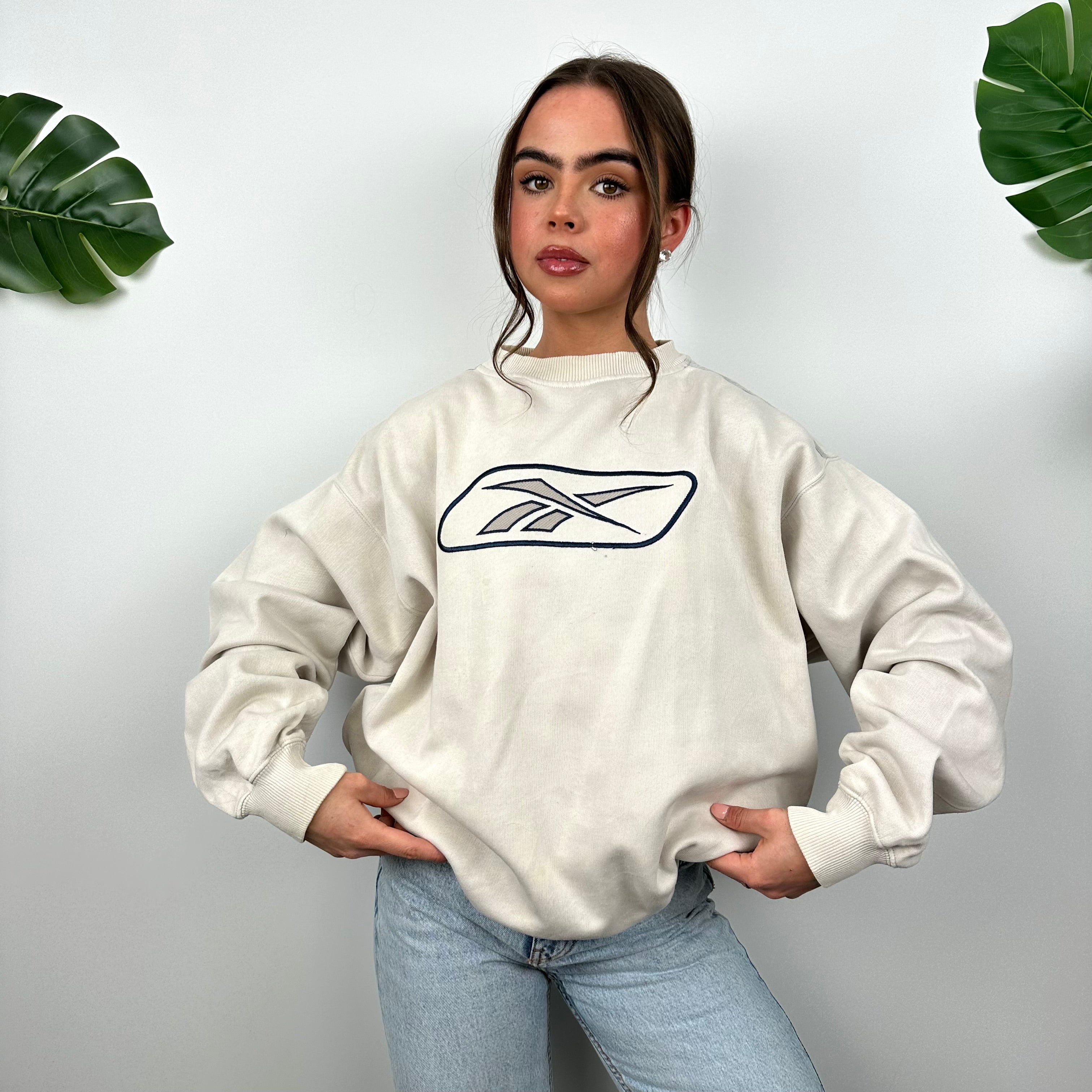 Reebok Cream Embroidered Logo Sweatshirt (M)