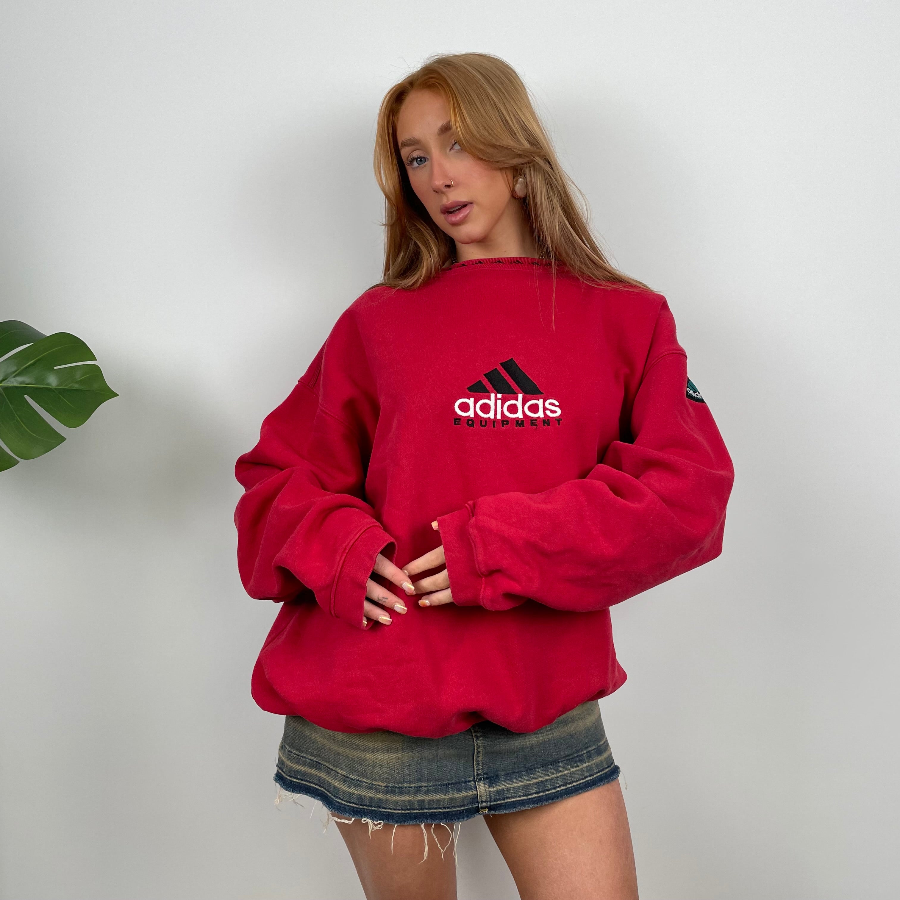 Adidas Equipment RARE Red Embroidered Spell Out Sweatshirt (L)