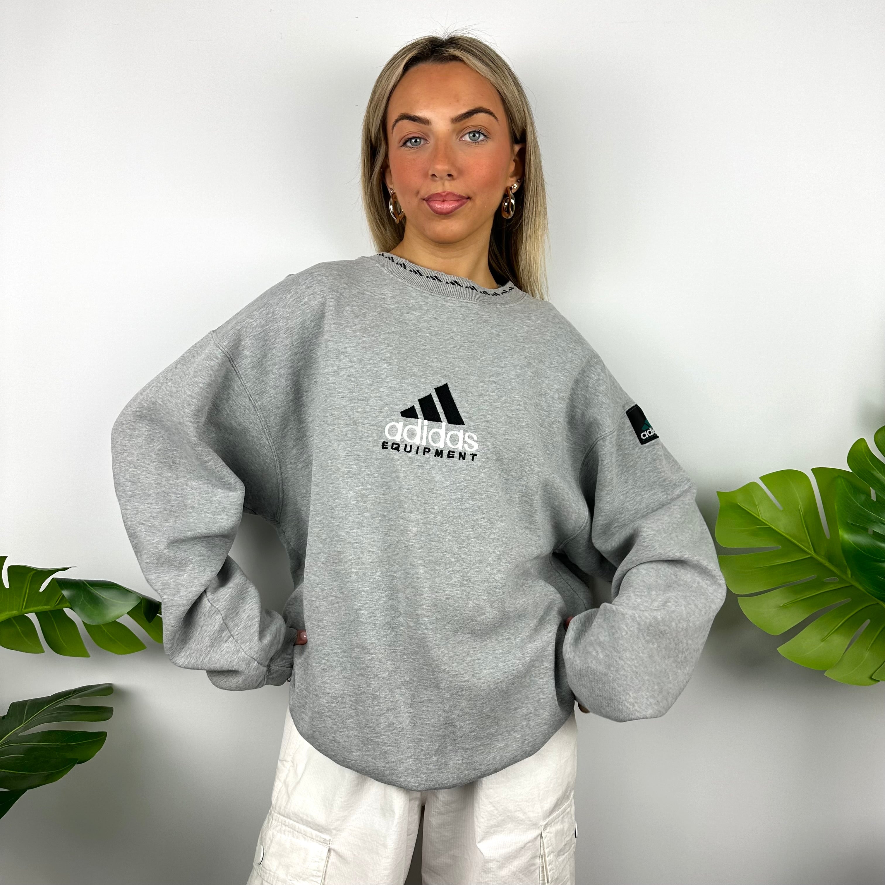 Adidas Equipment RARE Grey Embroidered Spell Out Sweatshirt (XL)