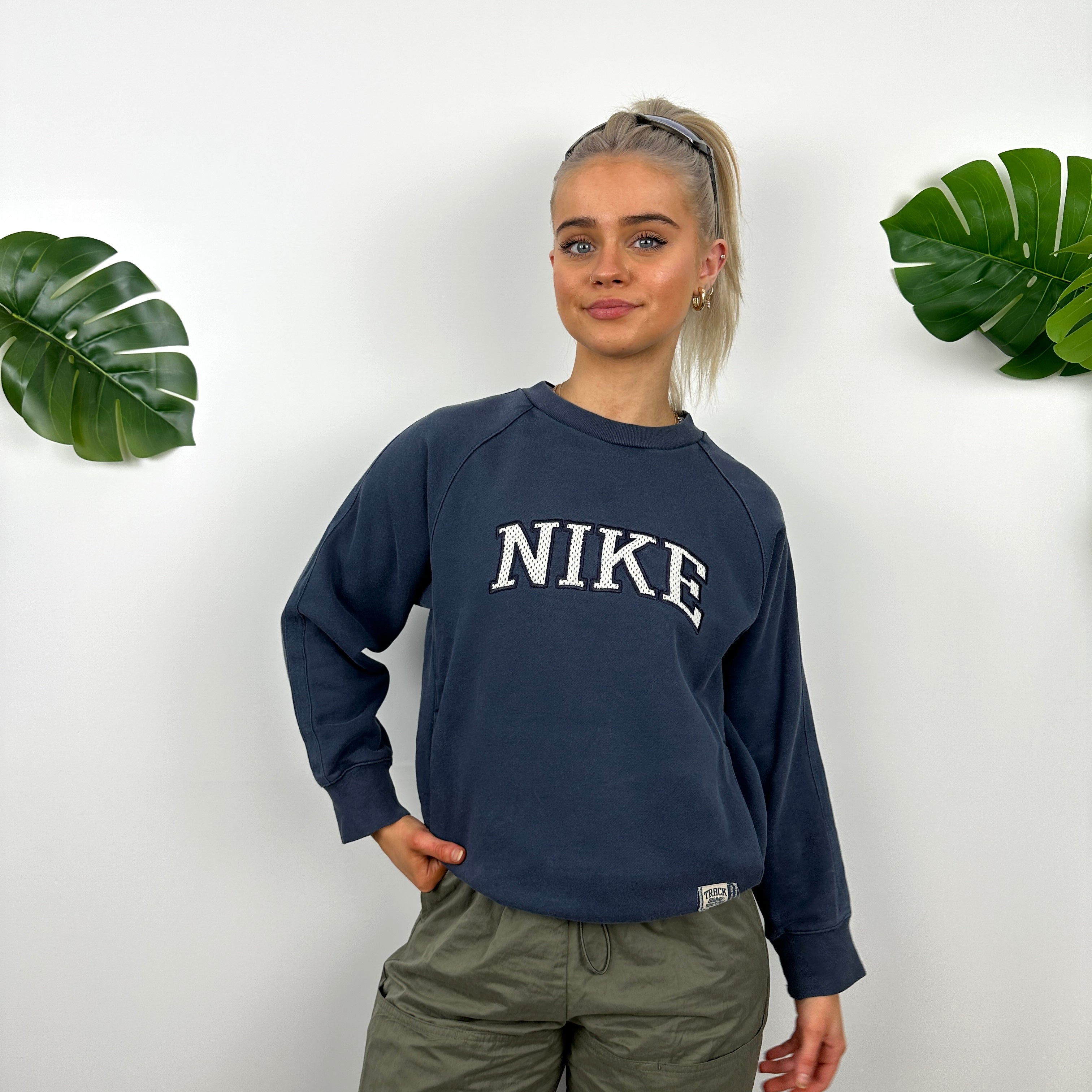 Nike Navy Embroidered Spell Out Sweatshirt (S)