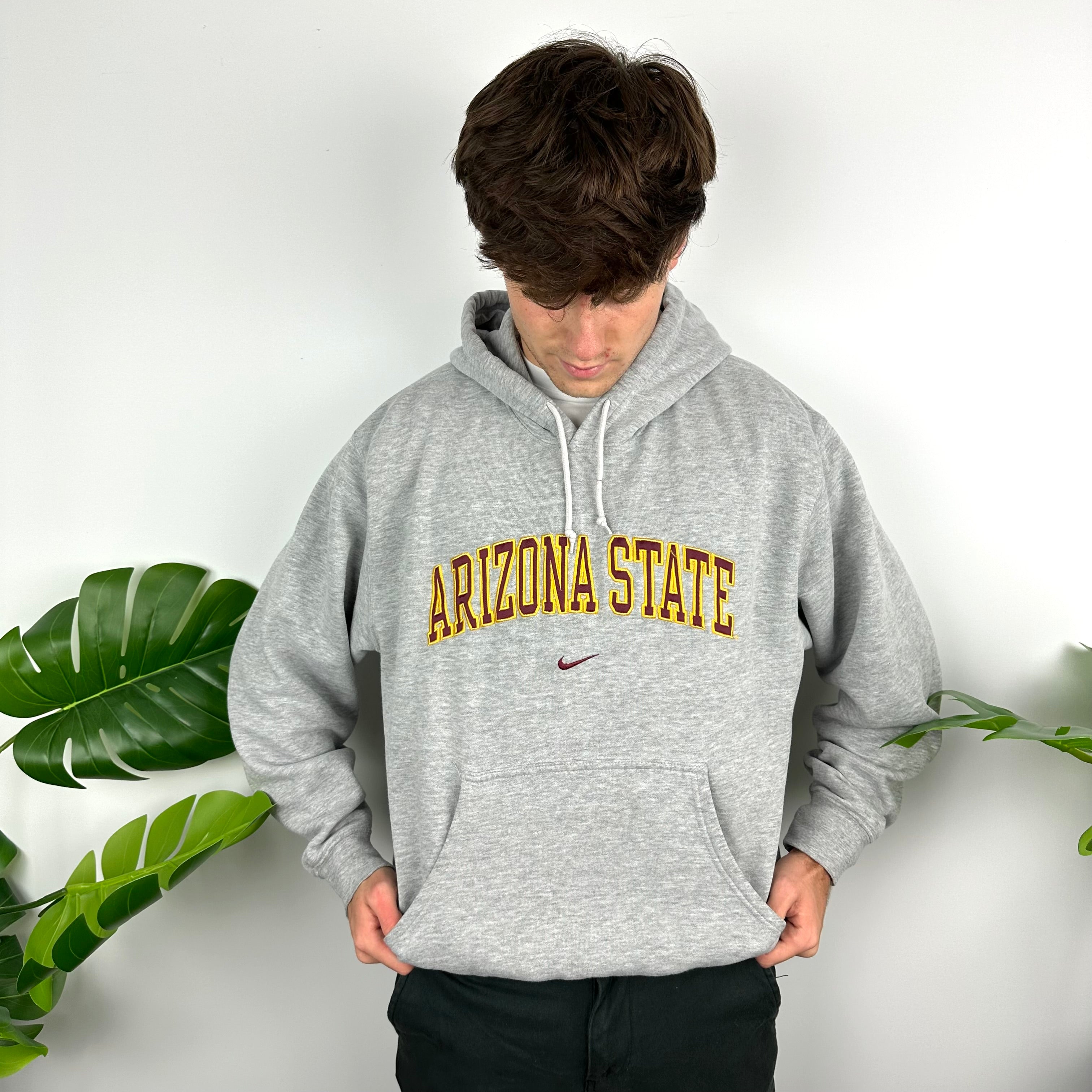 Nike x Arizona State Grey Embroidered Spell Out Hoodie (M)