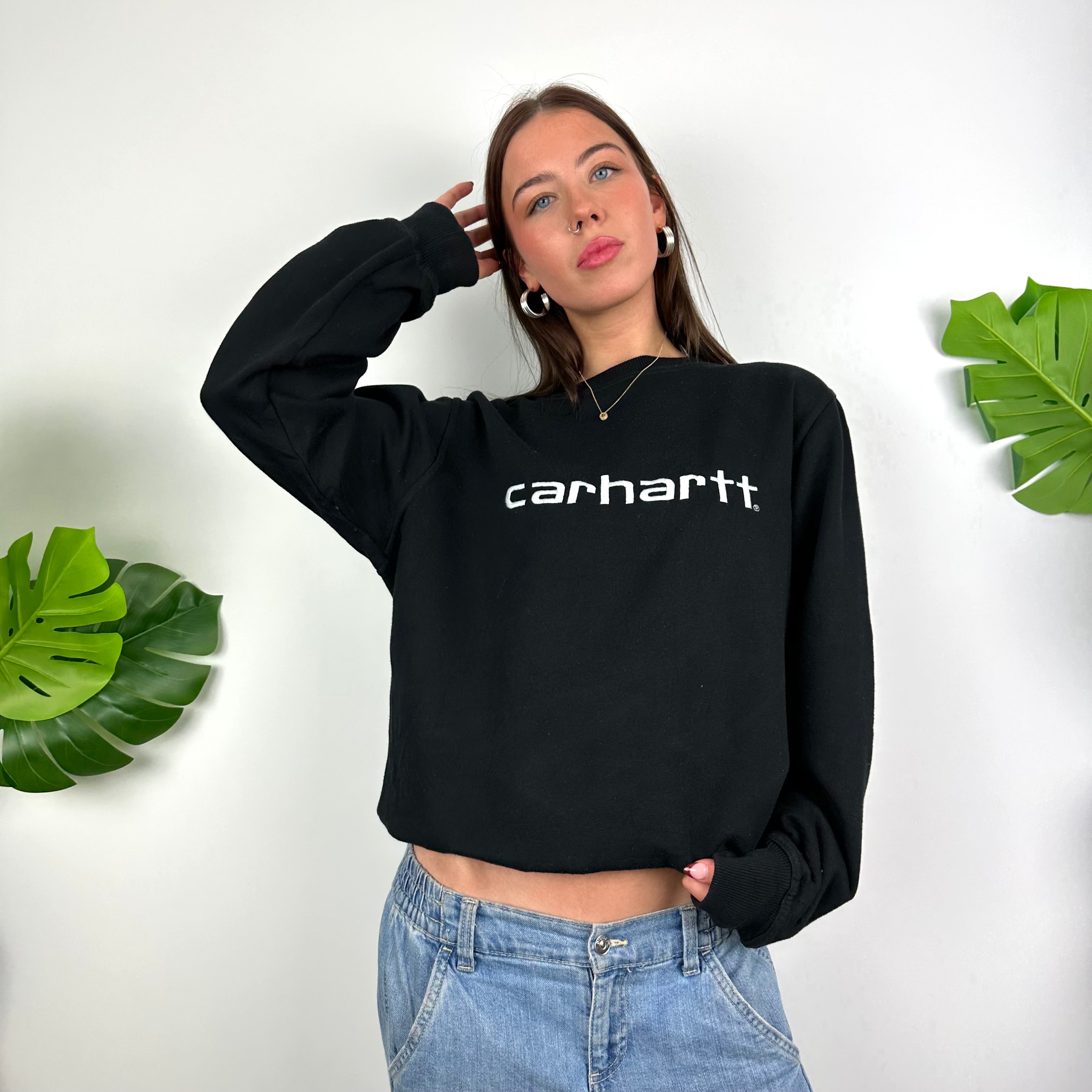 Carhartt Black Embroidered Spell Out Sweatshirt (L)