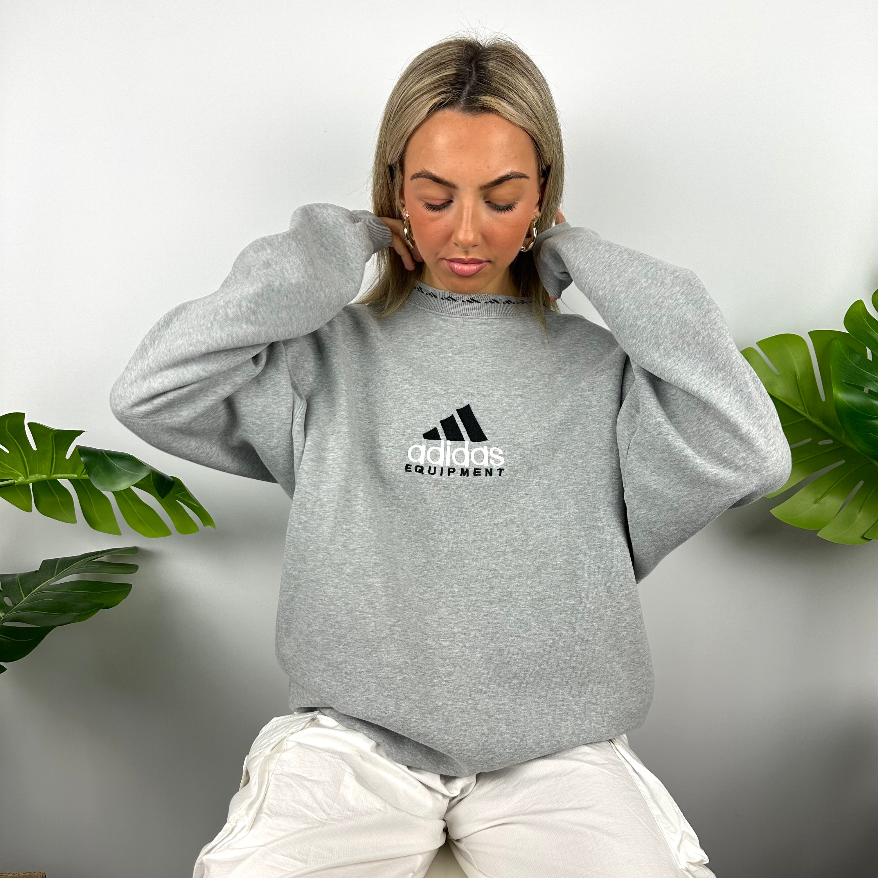 Adidas Equipment RARE Grey Embroidered Spell Out Sweatshirt (XL)