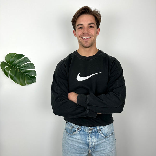 Nike Black Embroidered Swoosh Sweatshirt (S)