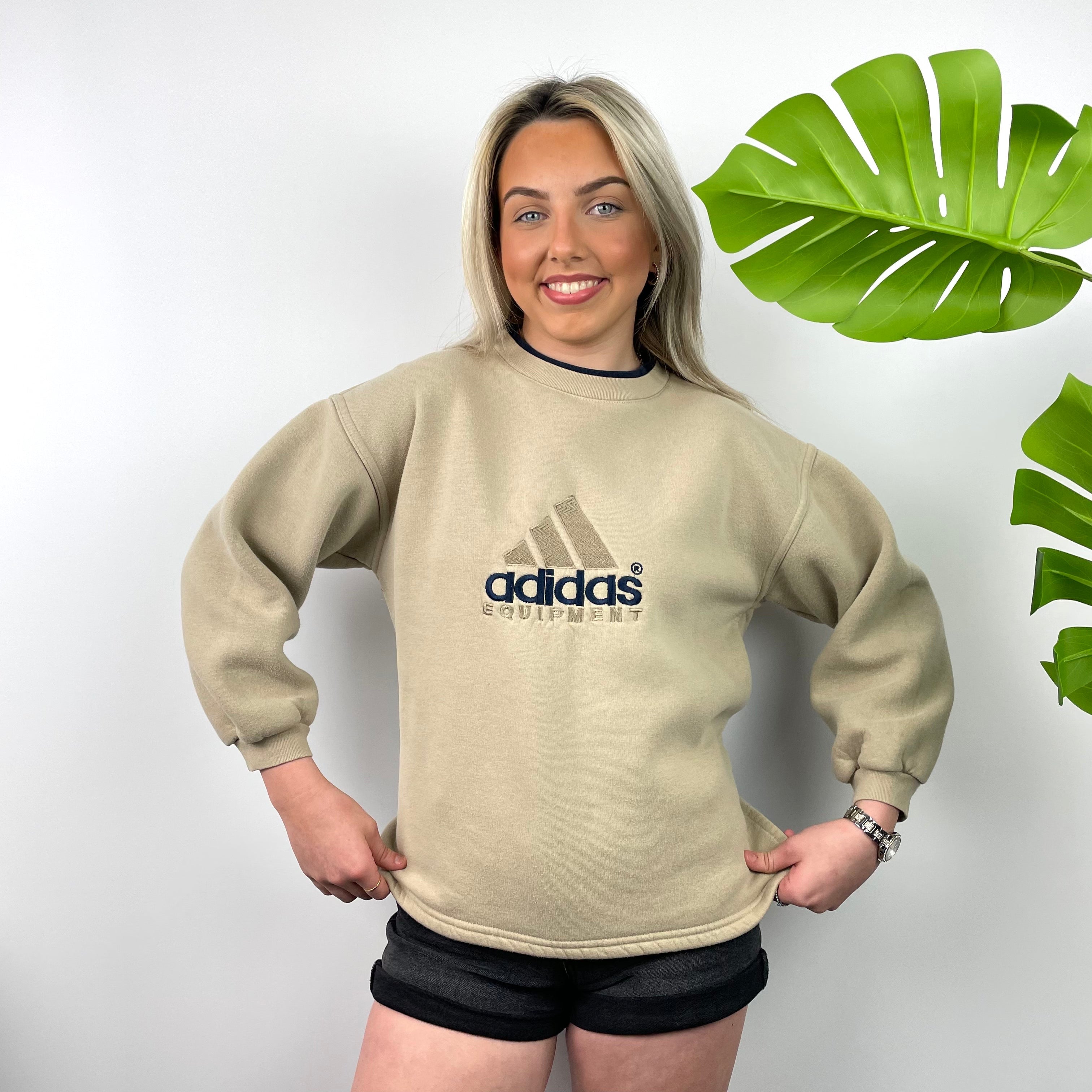 Adidas Equipment RARE Tan Beige Embroidered Spell Out Sweatshirt (S)