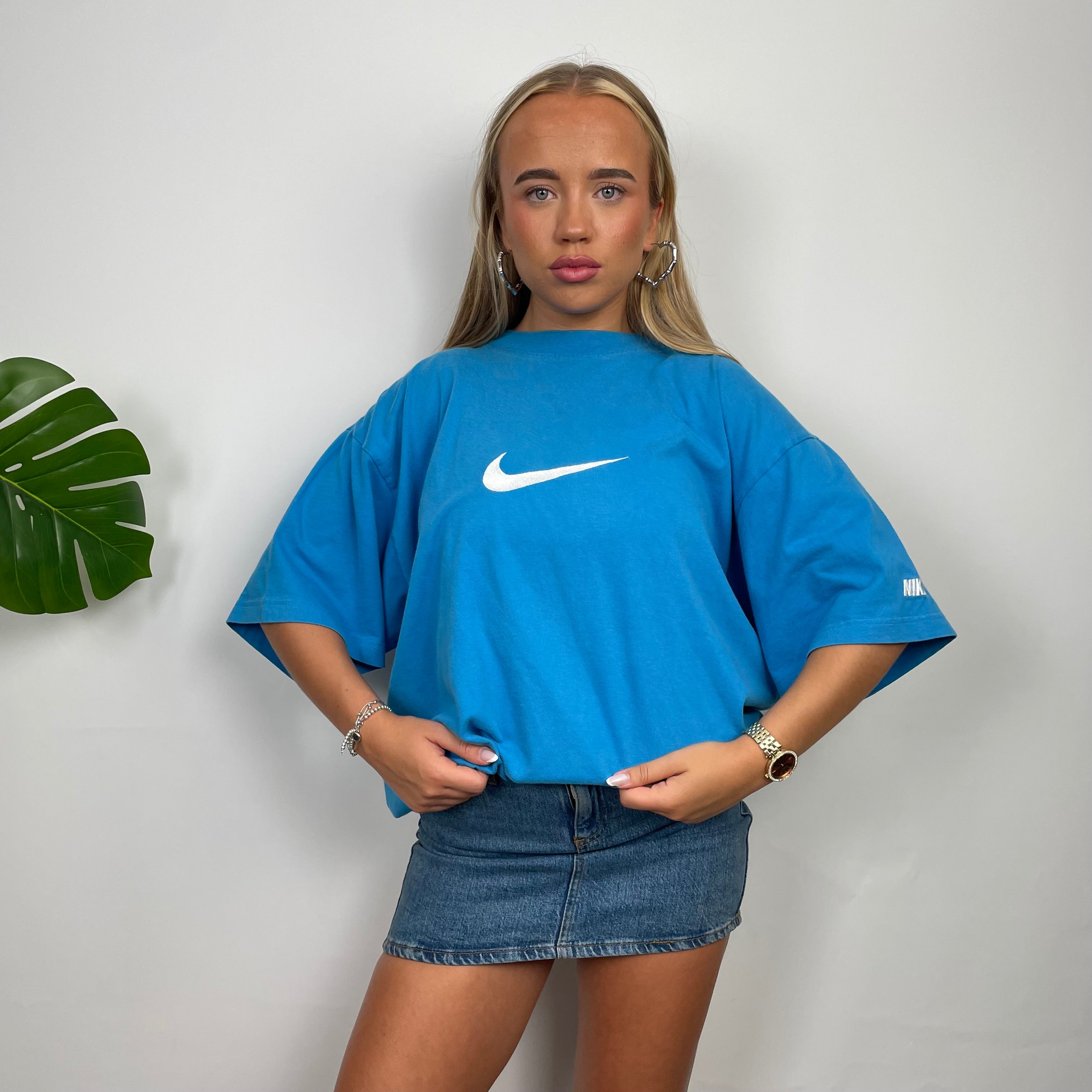 Nike Blue Embroidered Spell Out T Shirt (L)