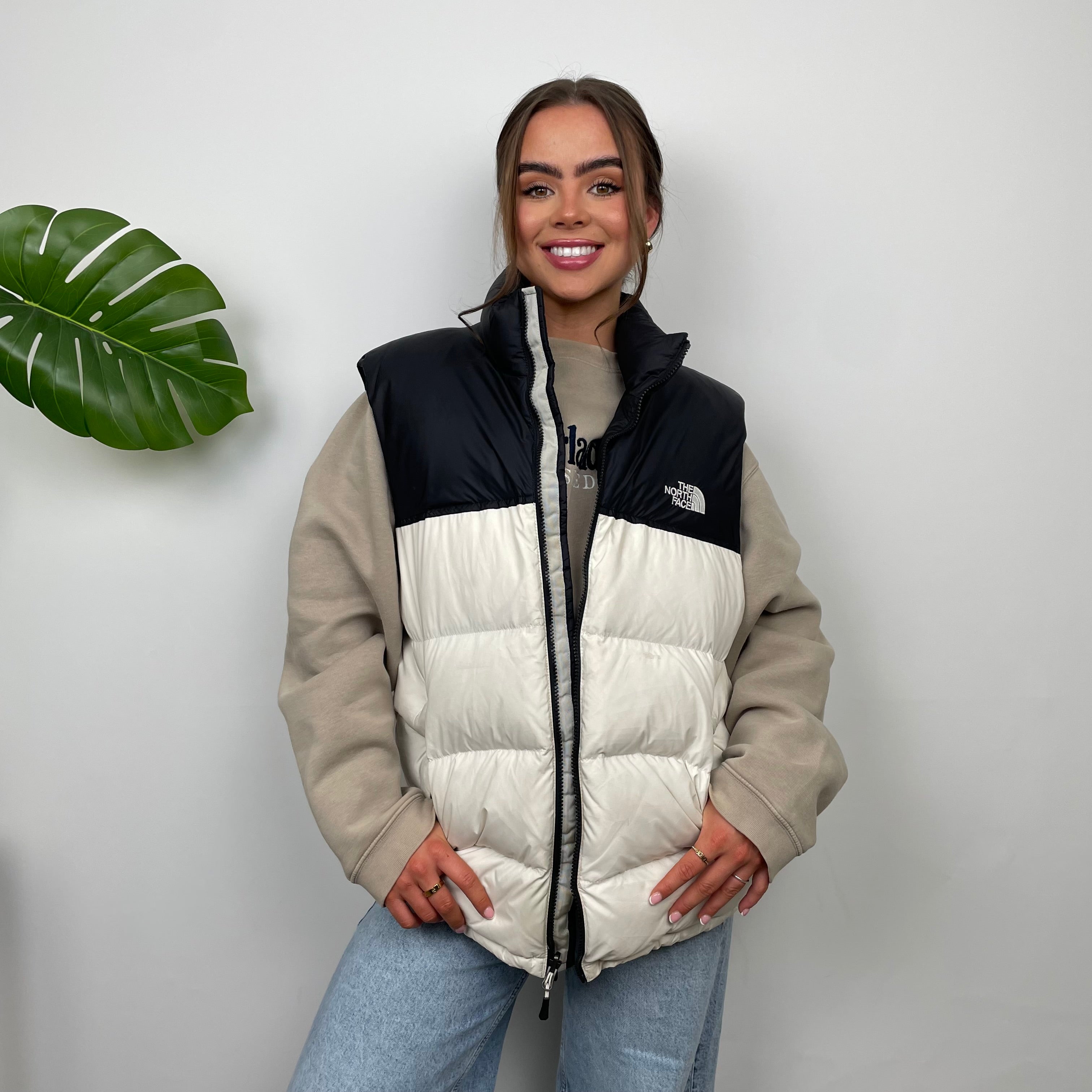 The North Face RARE White Nuptse 700 Puffer Gilet (L)