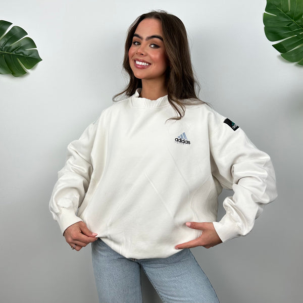 Adidas Equipment RARE White Embroidered Spell Out Sweatshirt (M)