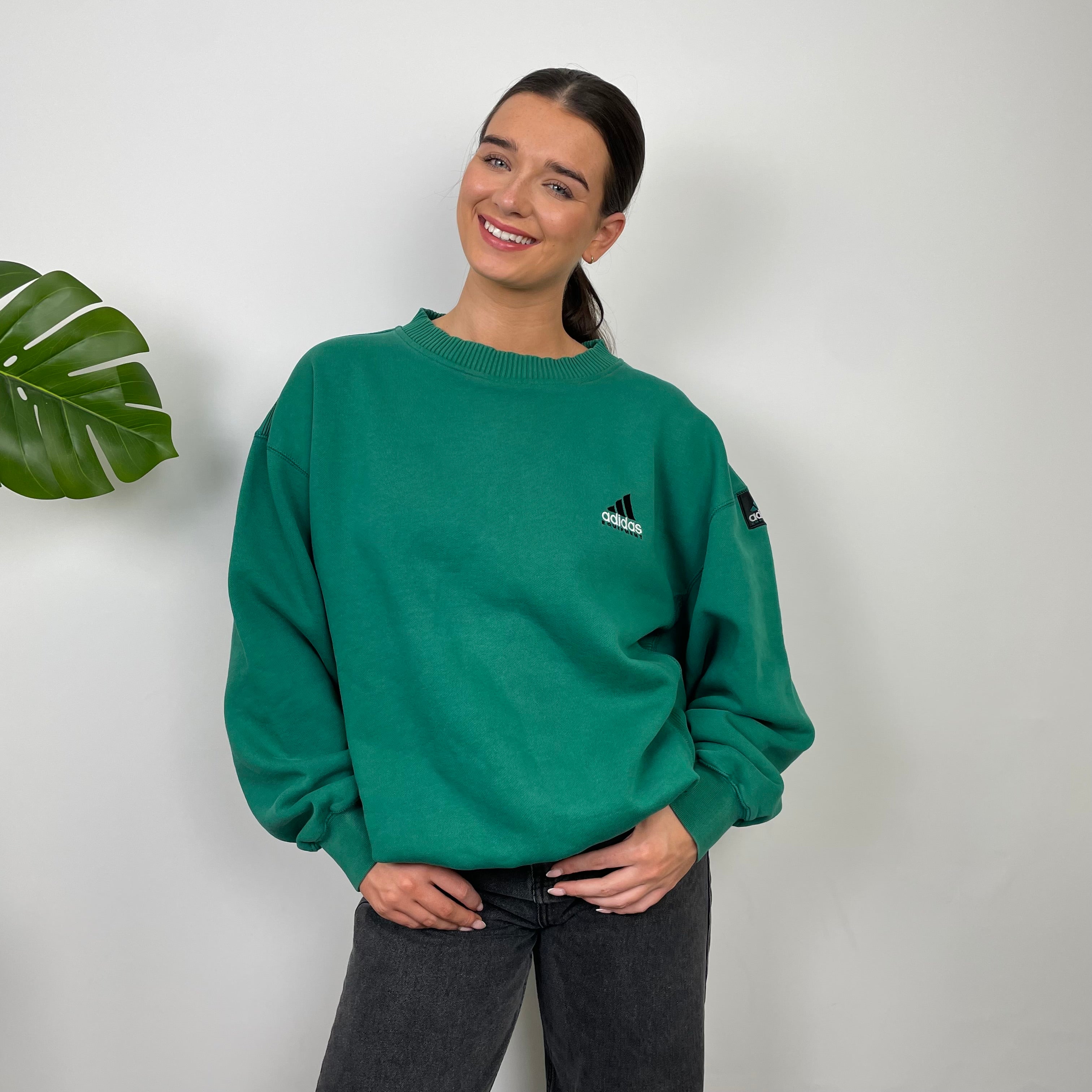 Adidas Equipment Green Embroidered Spell Out Sweatshirt (L)