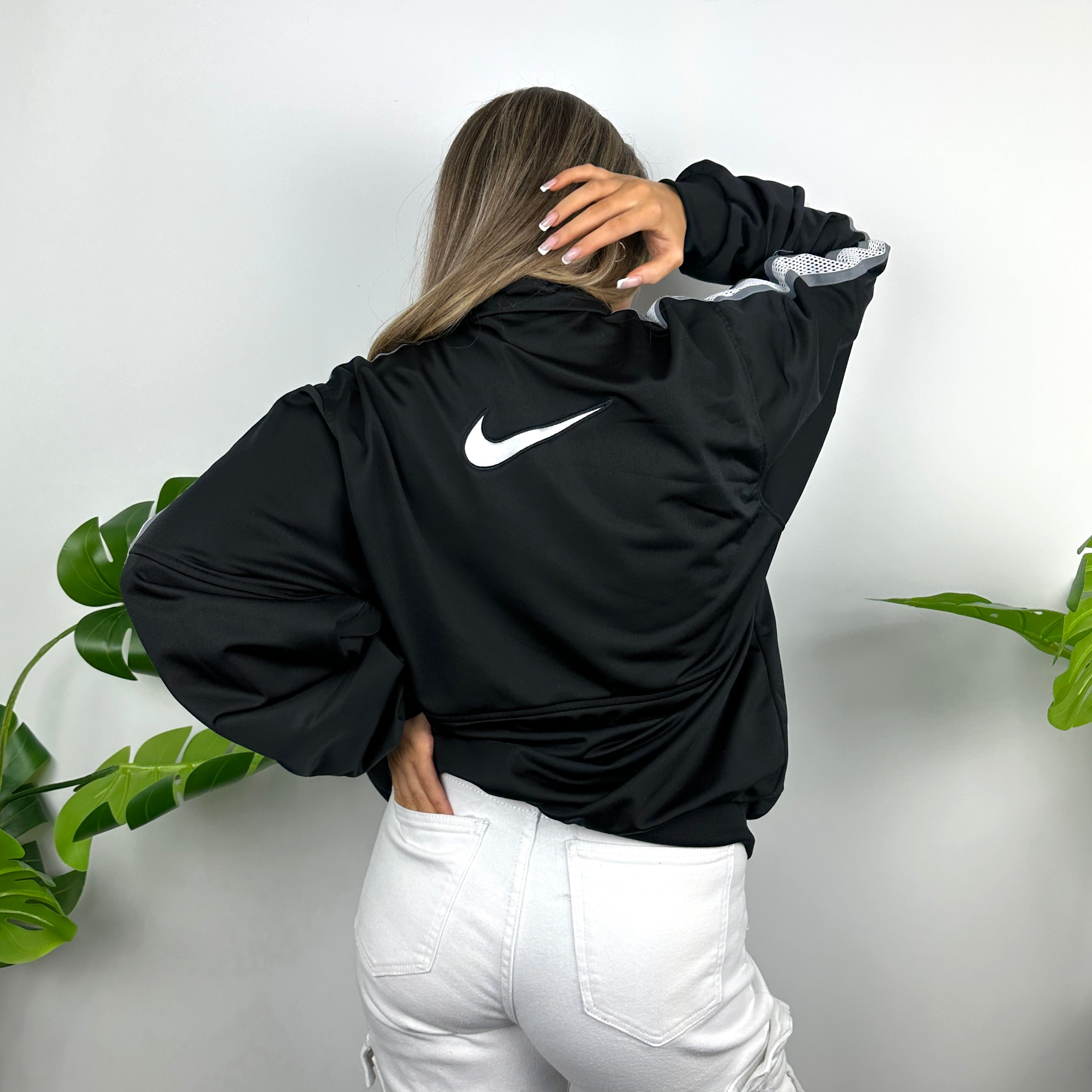 Nike Black Embroidered Swoosh Zip Up Track Jacket (M)