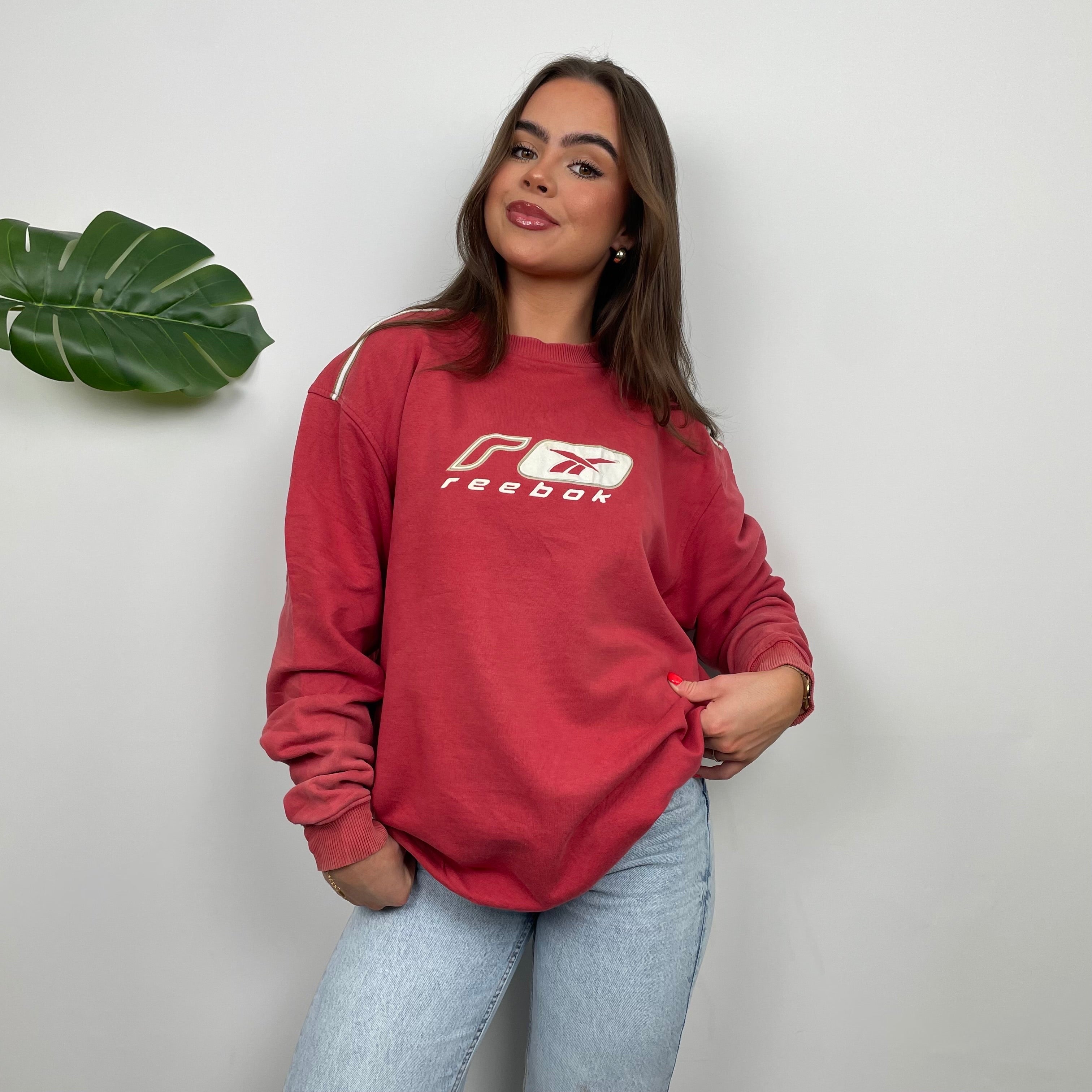 Reebok Red Embroidered Spell Out Sweatshirt (M)