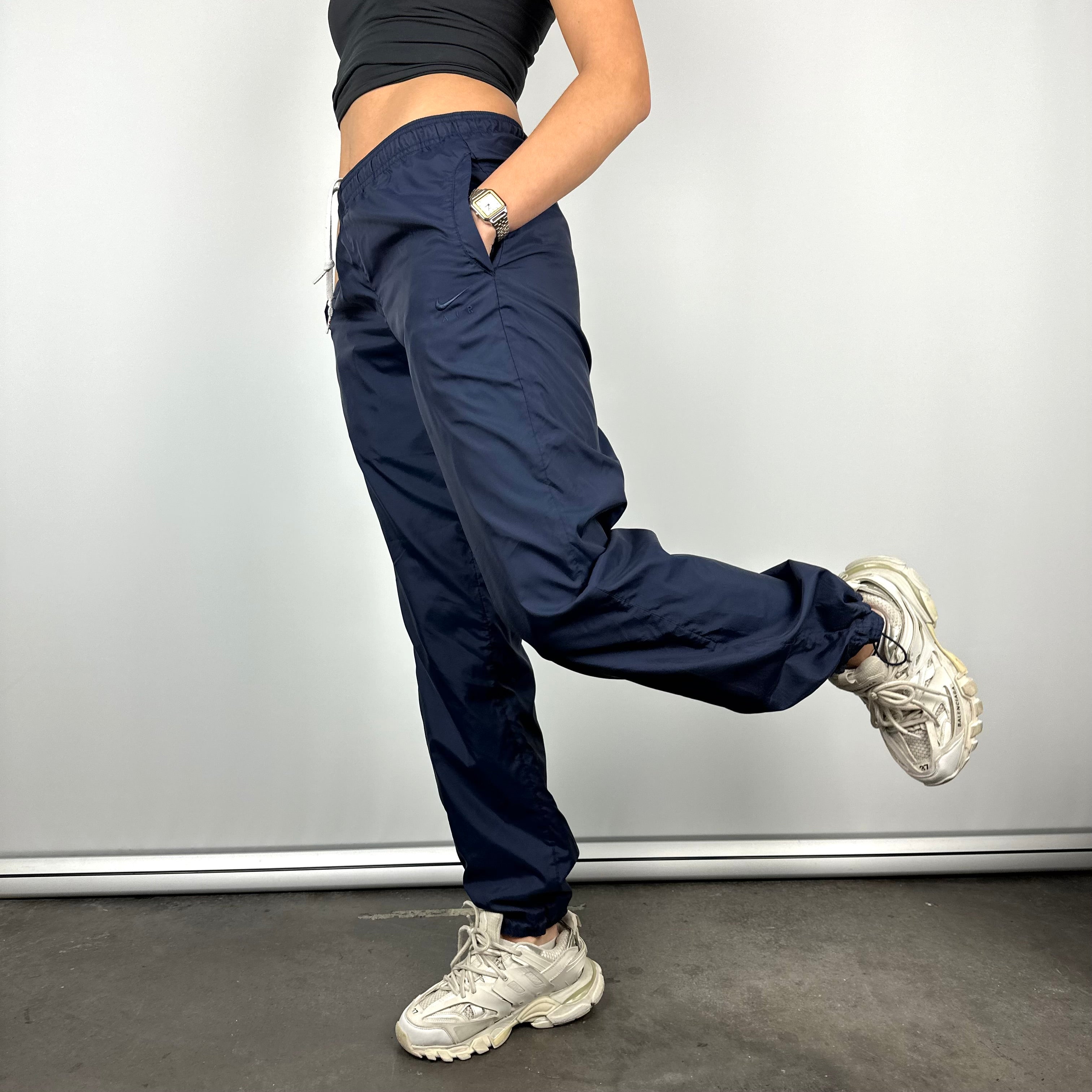 Nike Air Navy Embroidered Spell Out Track Pants (S)