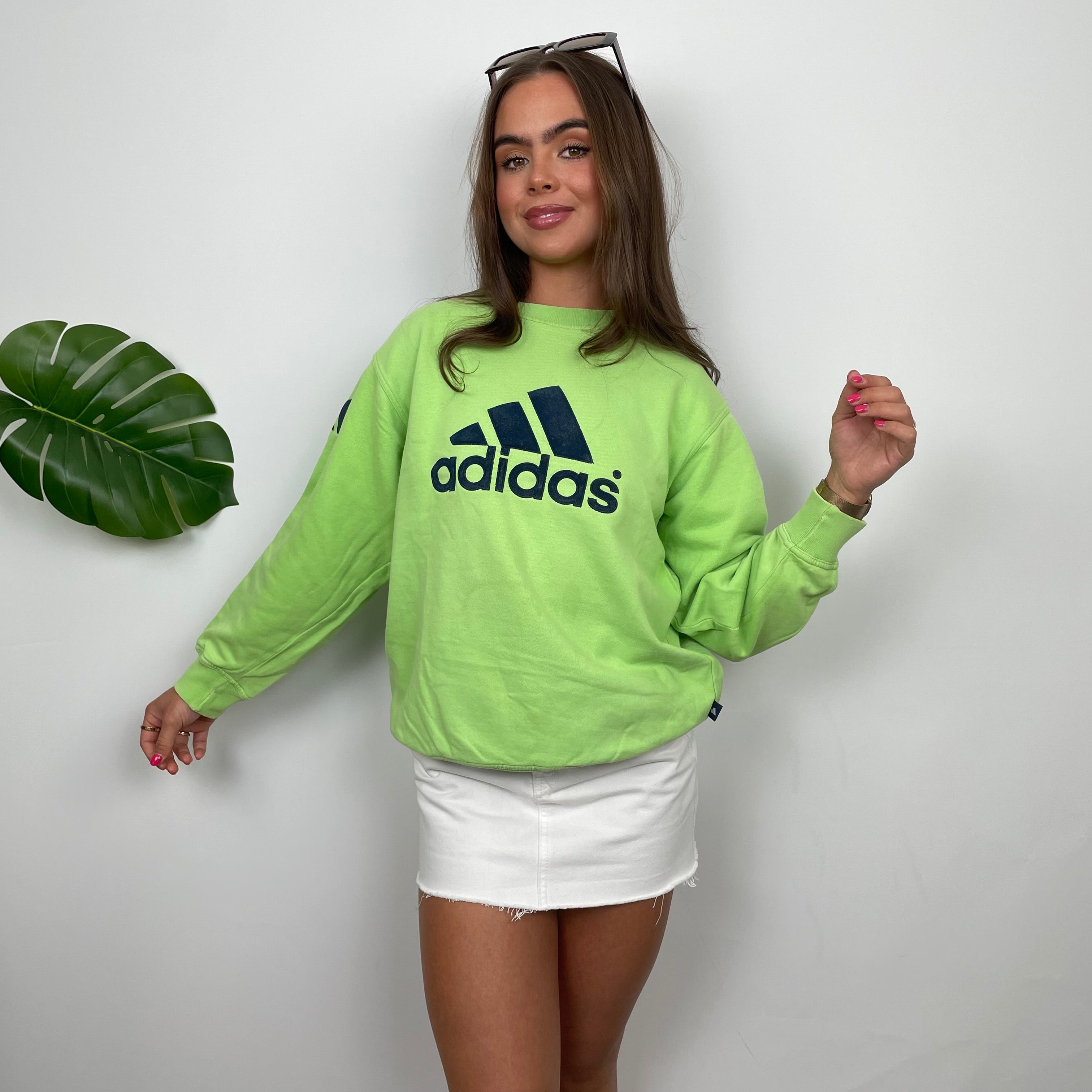 Adidas RARE Green Embroidered Spell Out Sweatshirt (S)