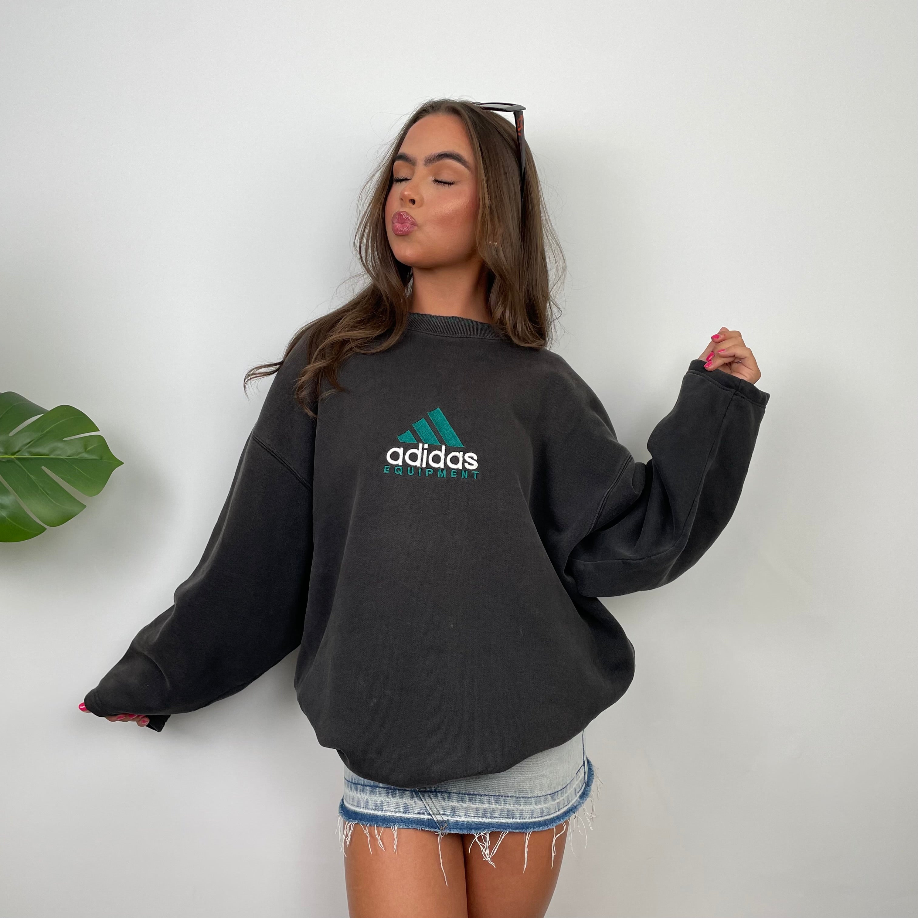 Adidas Equipment Grey Embroidered Spell Out Sweatshirt (M)