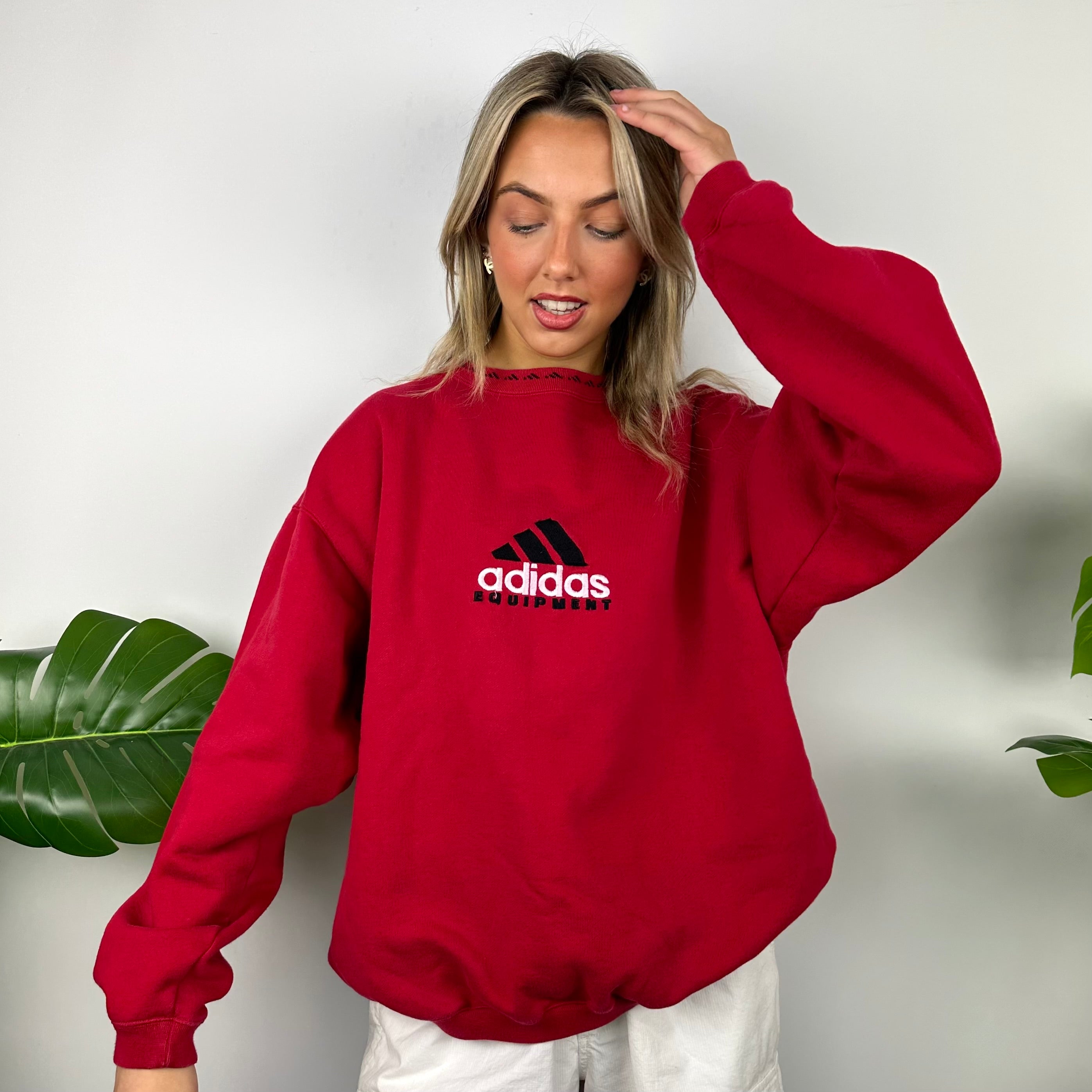 Adidas Equipment RARE Red Embroidered Spell Out Sweatshirt (M)