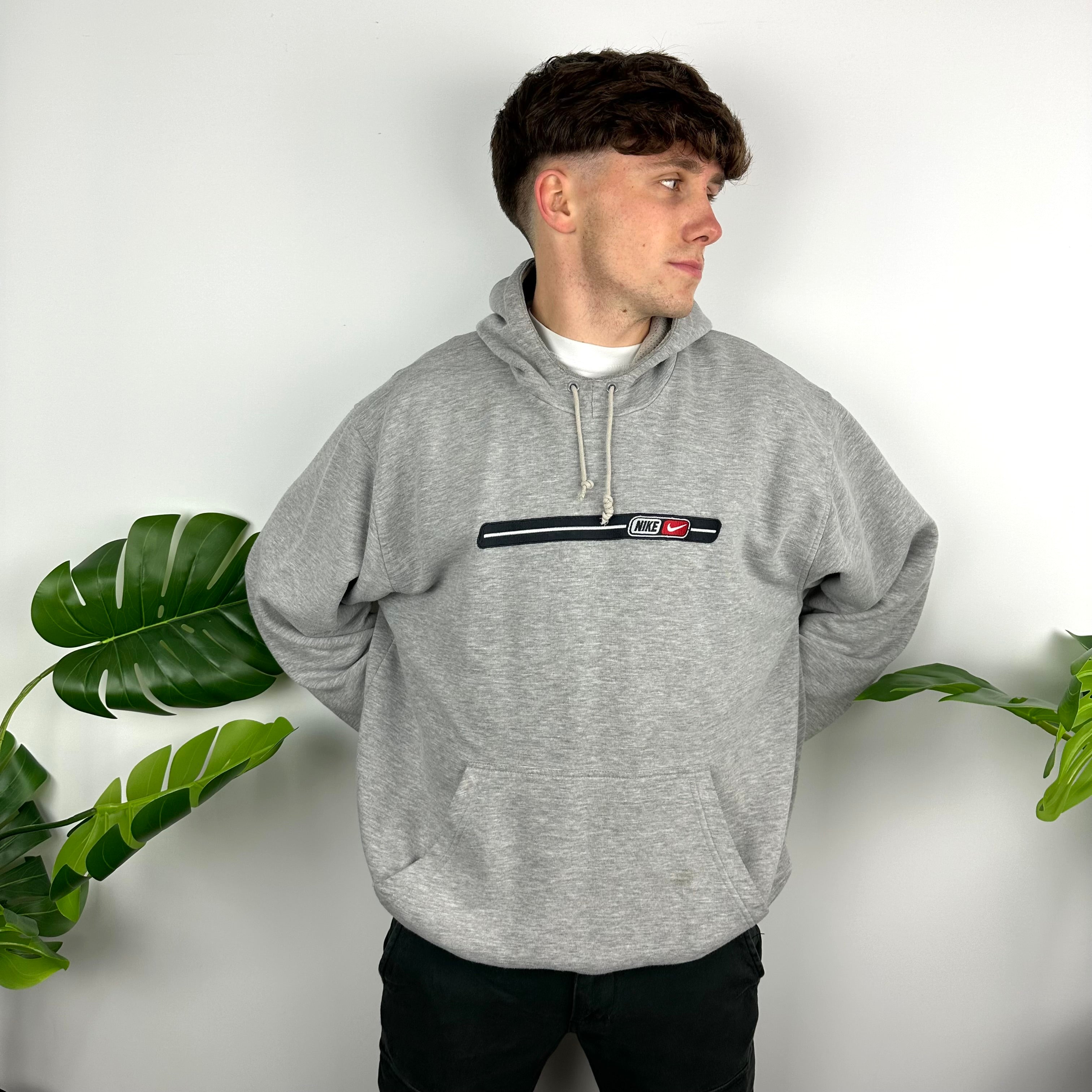 Nike Grey Embroidered Spell Out Hoodie (L)