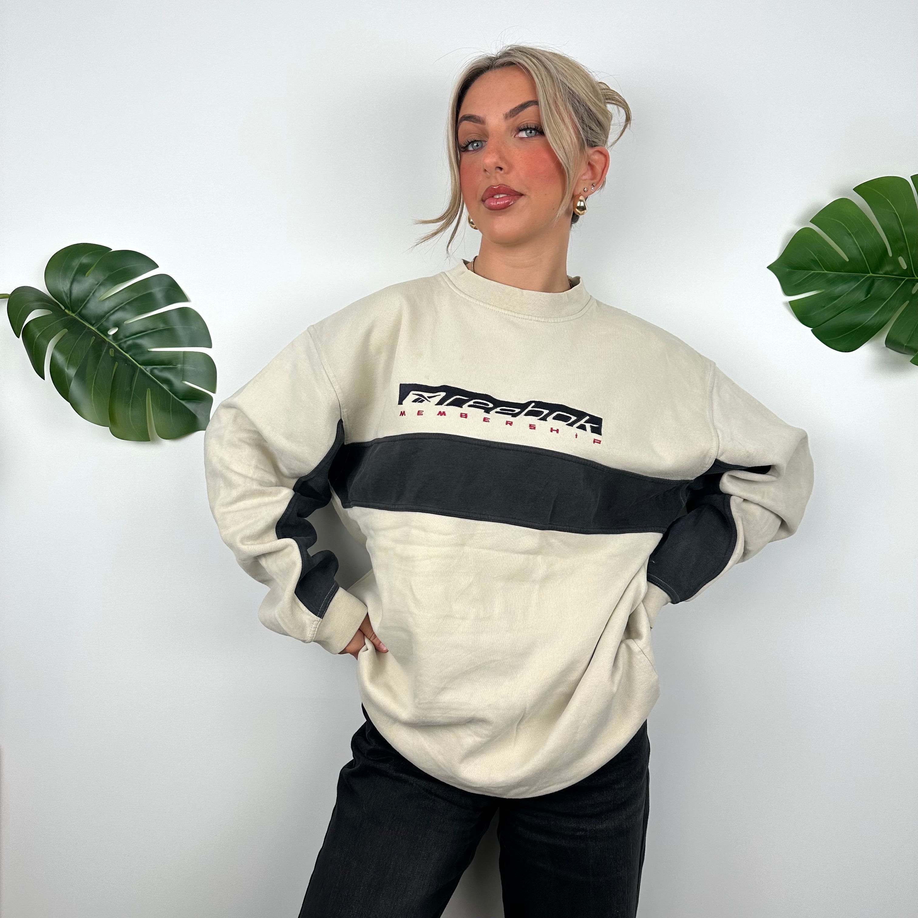 Reebok RARE Cream Embroidered Spell Out Sweatshirt (XXL)