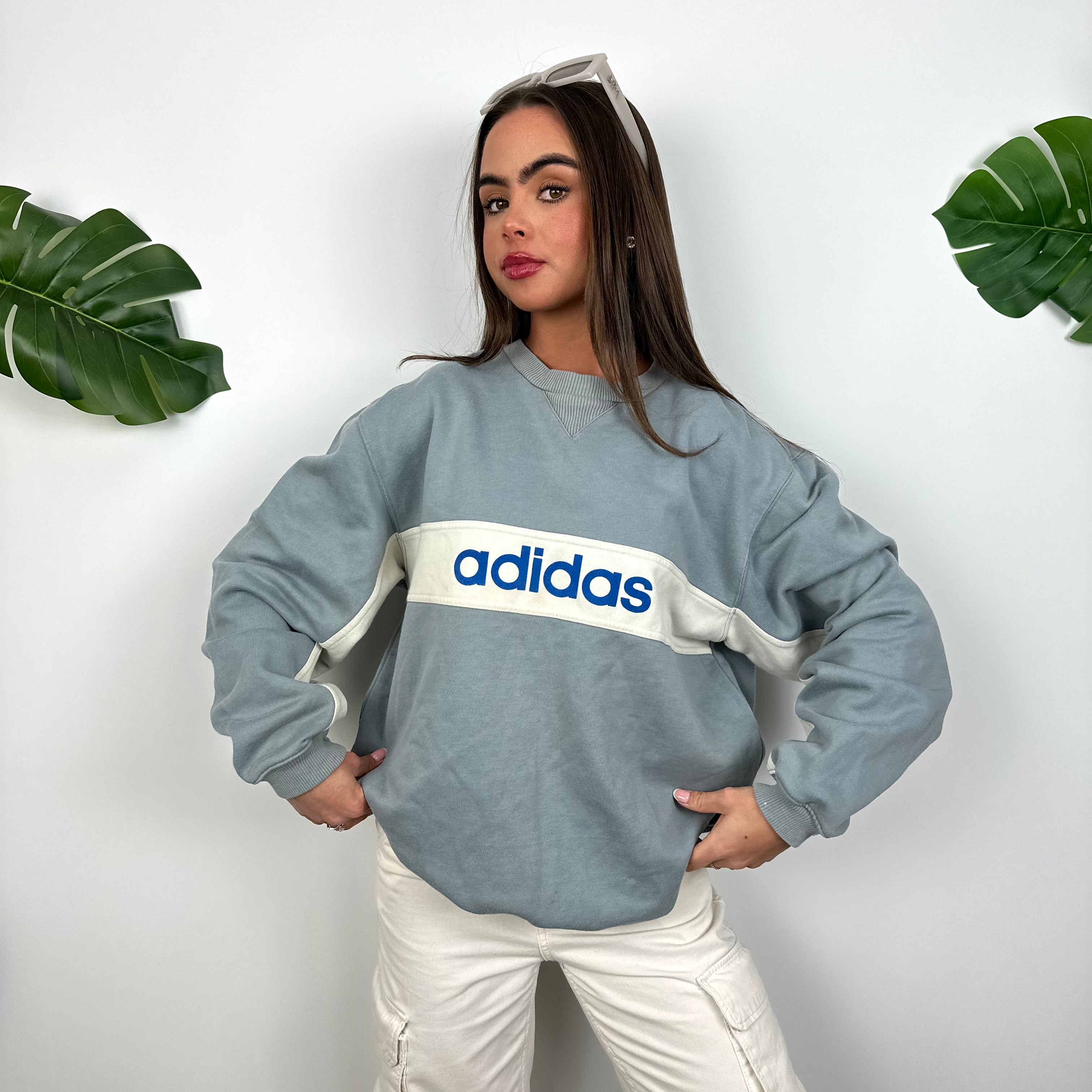 Adidas Dusty Blue Spell Out Sweatshirt (L)