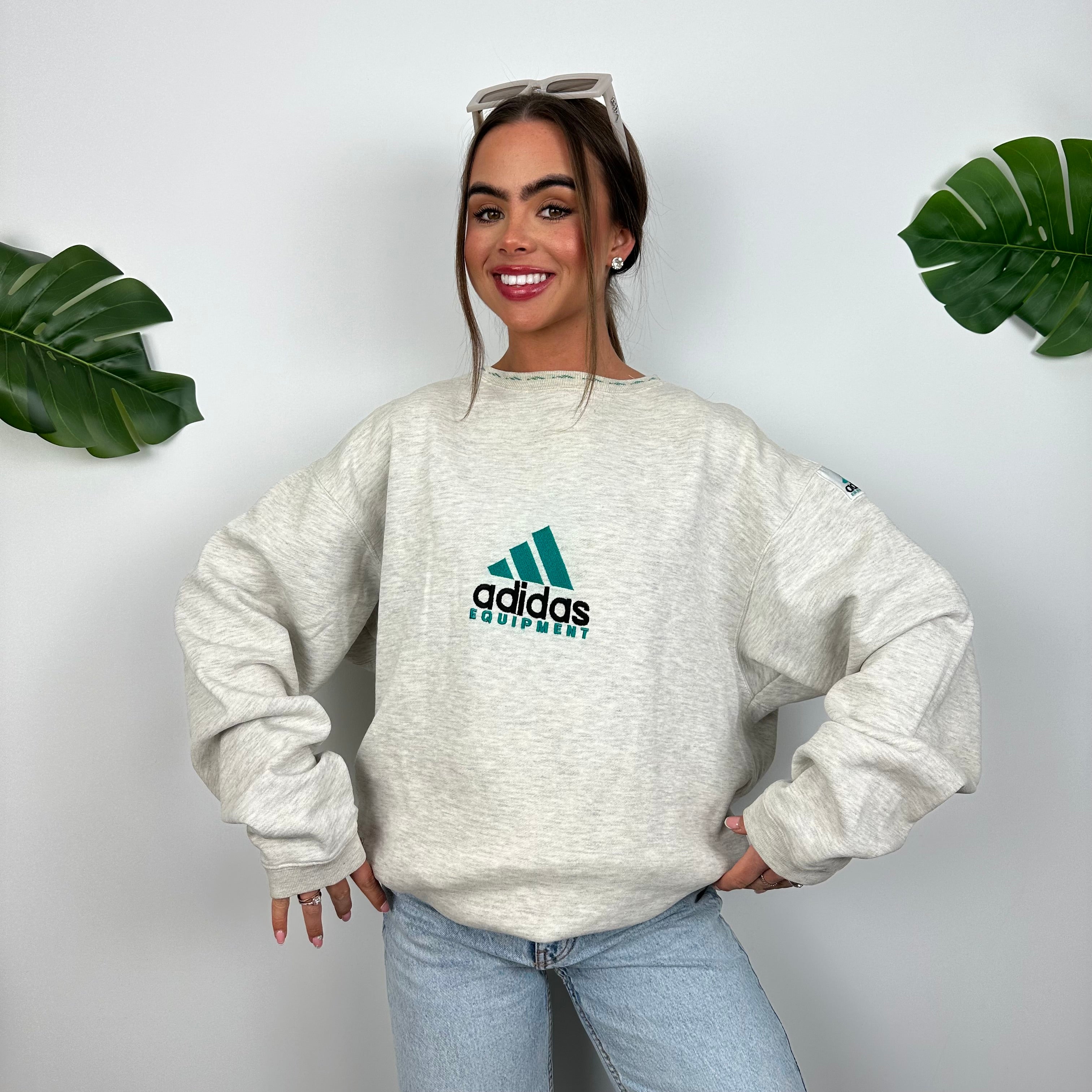 Adidas Equipment Grey Embroidered Spell Out Sweatshirt (L)