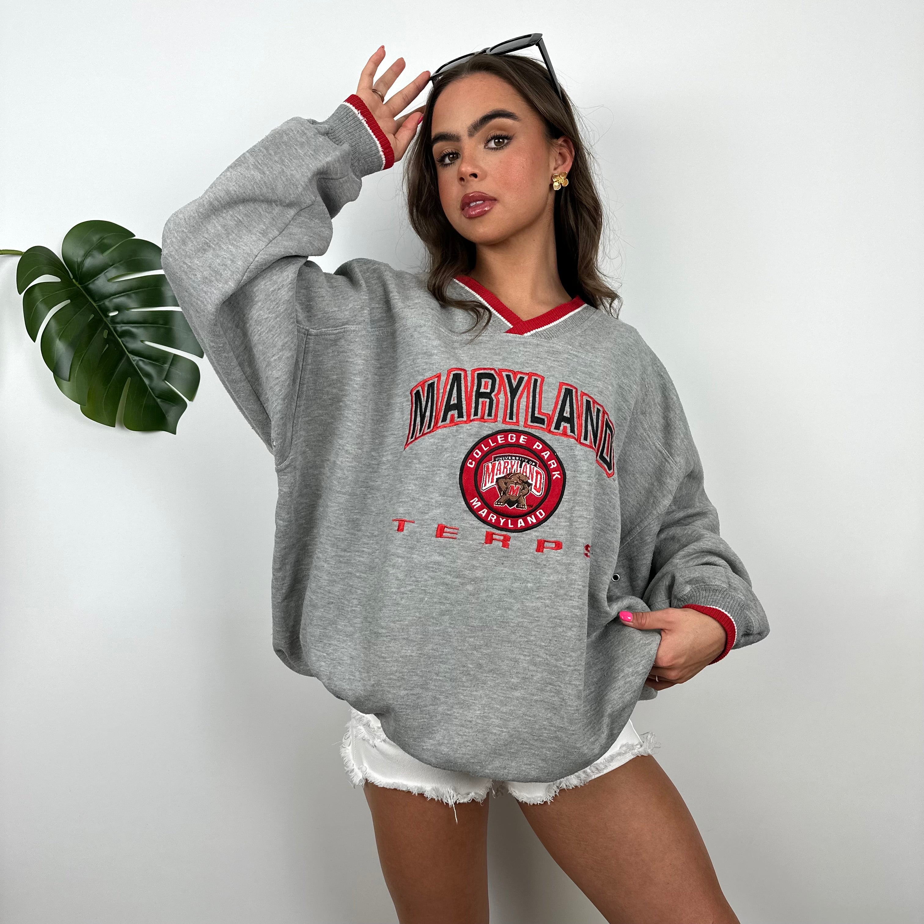 NFL Maryland Grey Embroidered Spell Out Sweatshirt (L)