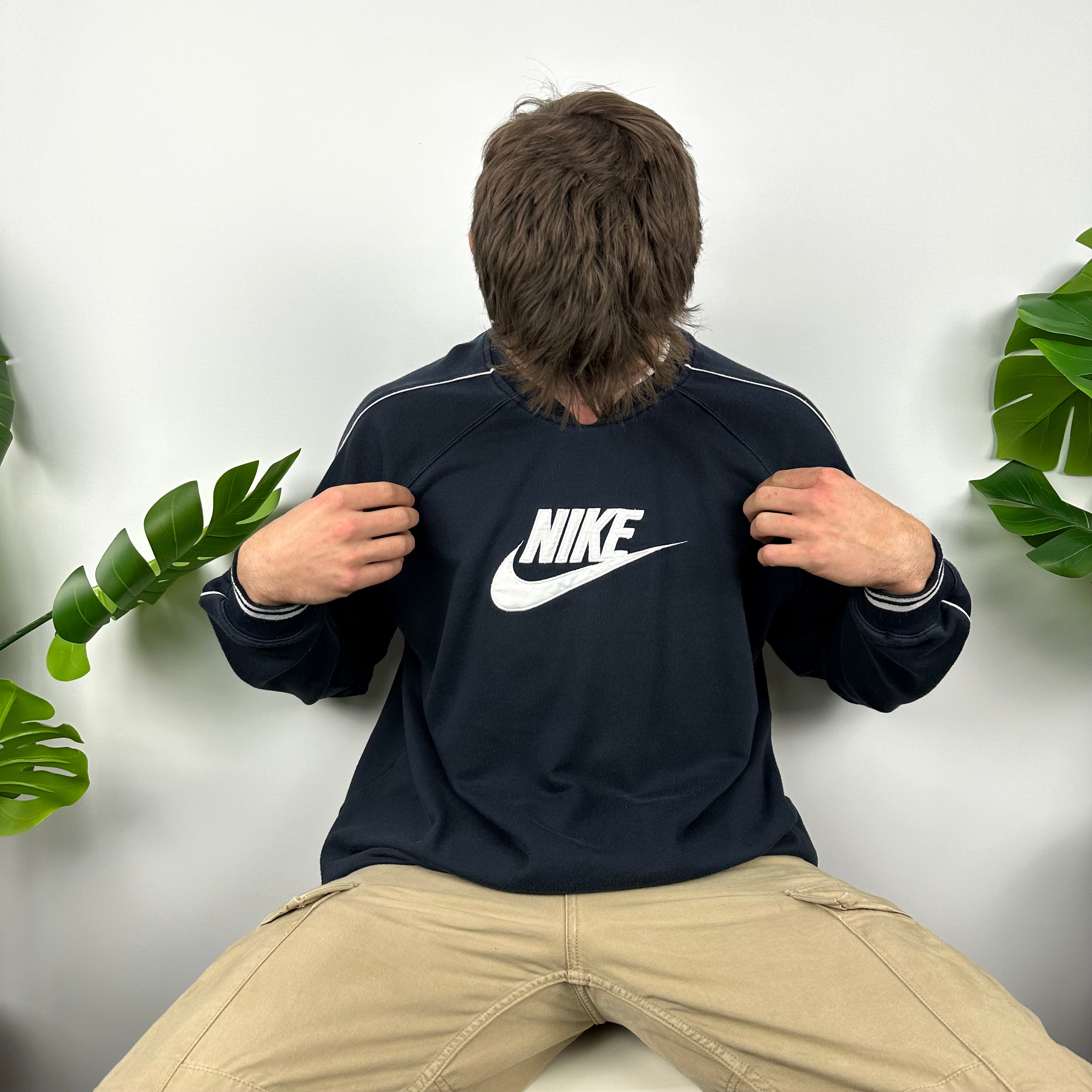 Nike Navy Embroidered Spell Out Sweatshirt (XL)