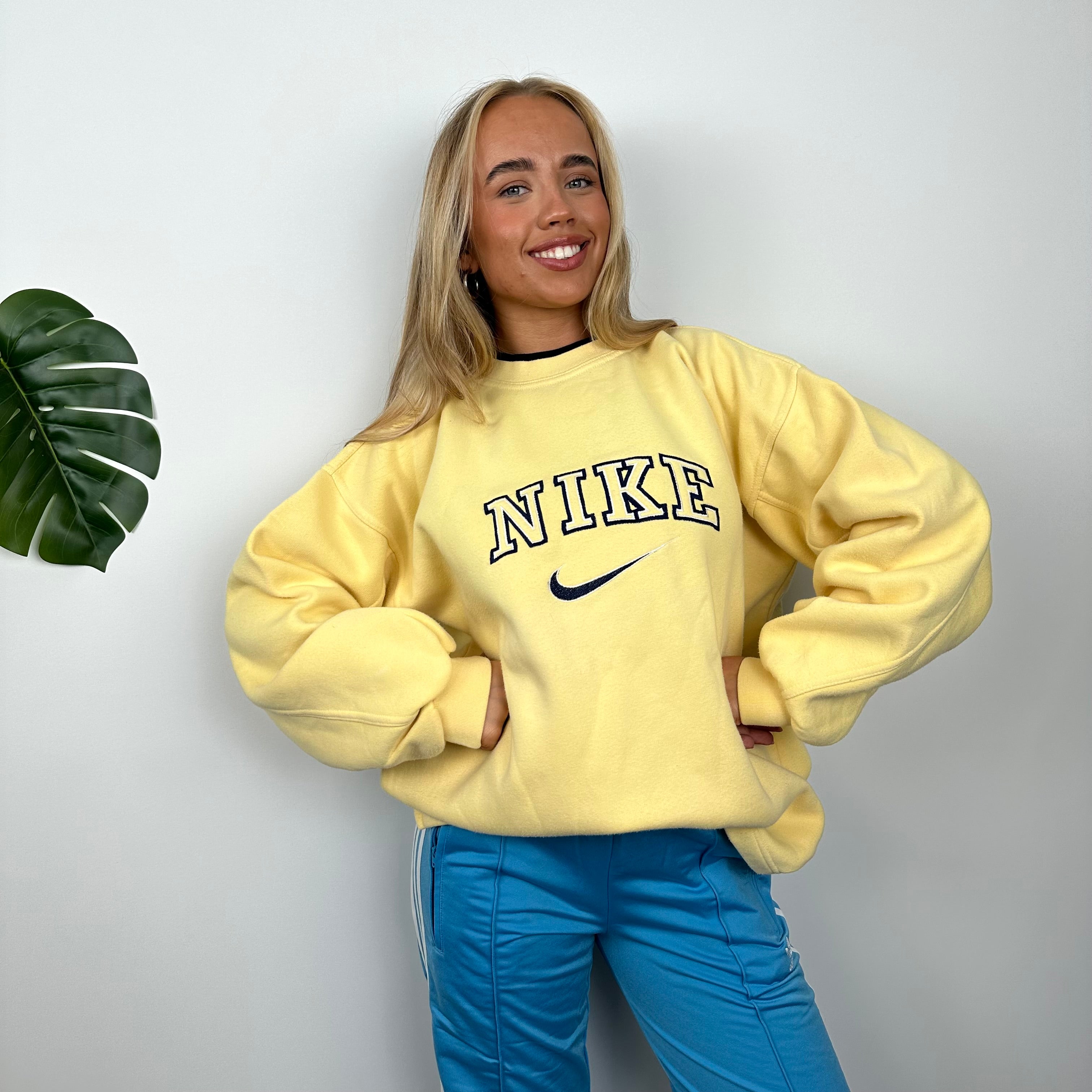 Nike Yellow Embroidered Spell Out Sweatshirt (L)