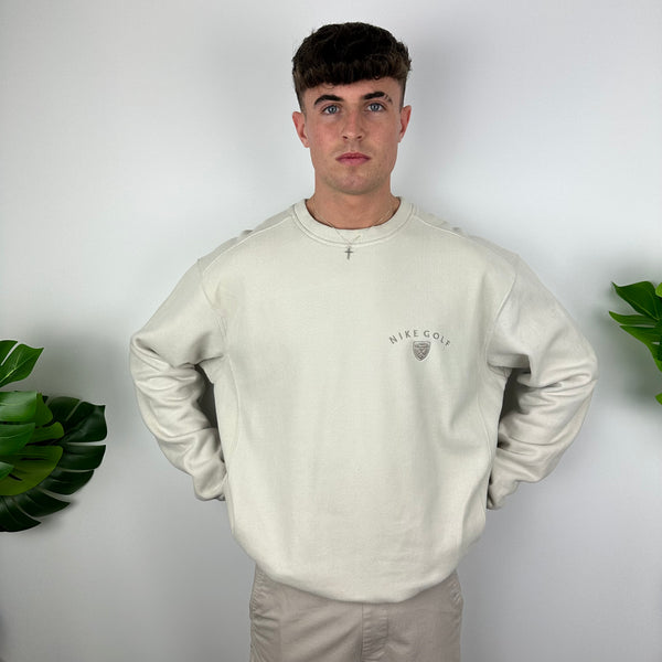 Nike Golf RARE Cream Embroidered Spell Out Sweatshirt (XXL)