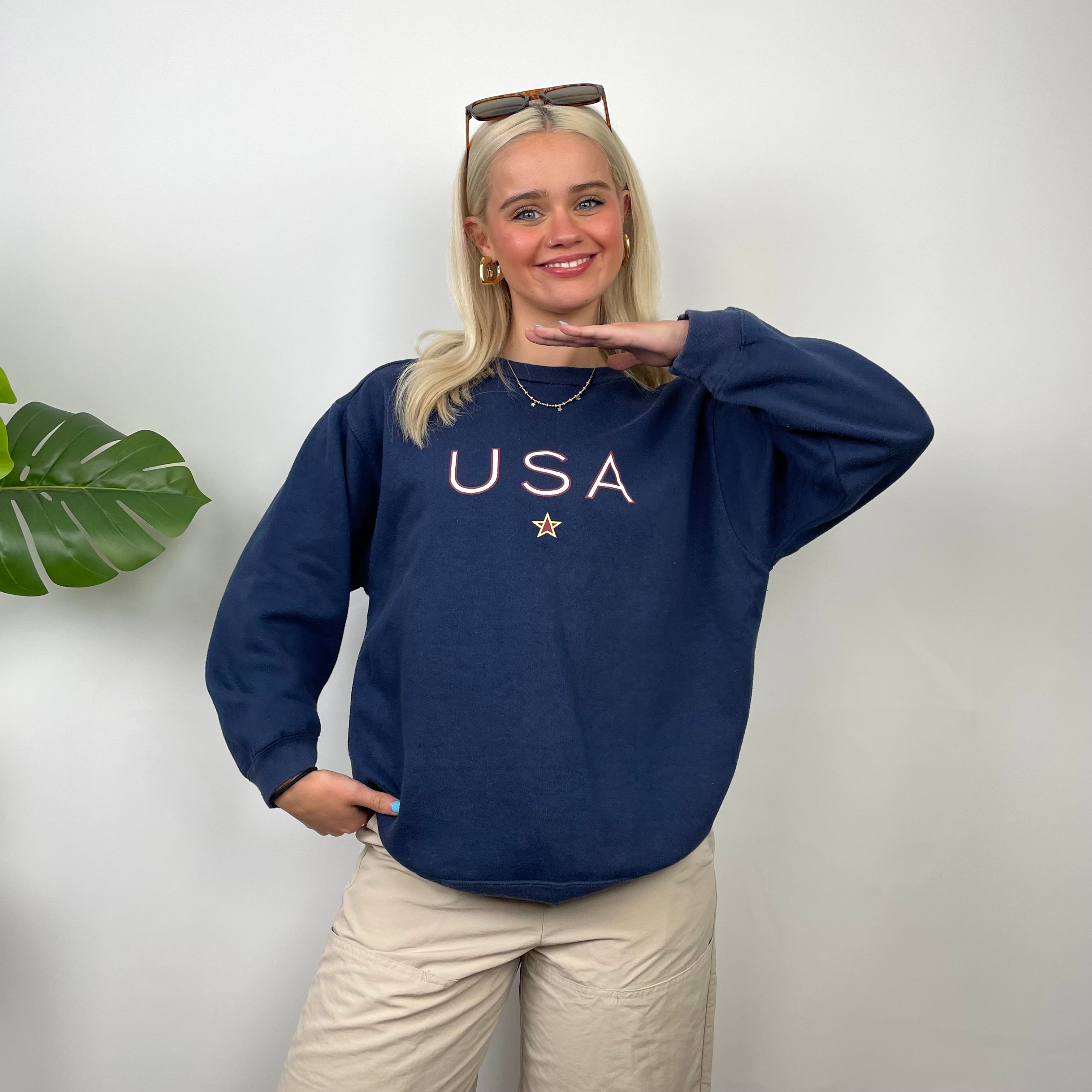 Nike X USA Navy Embroidered Spell Out Sweatshirt (S)