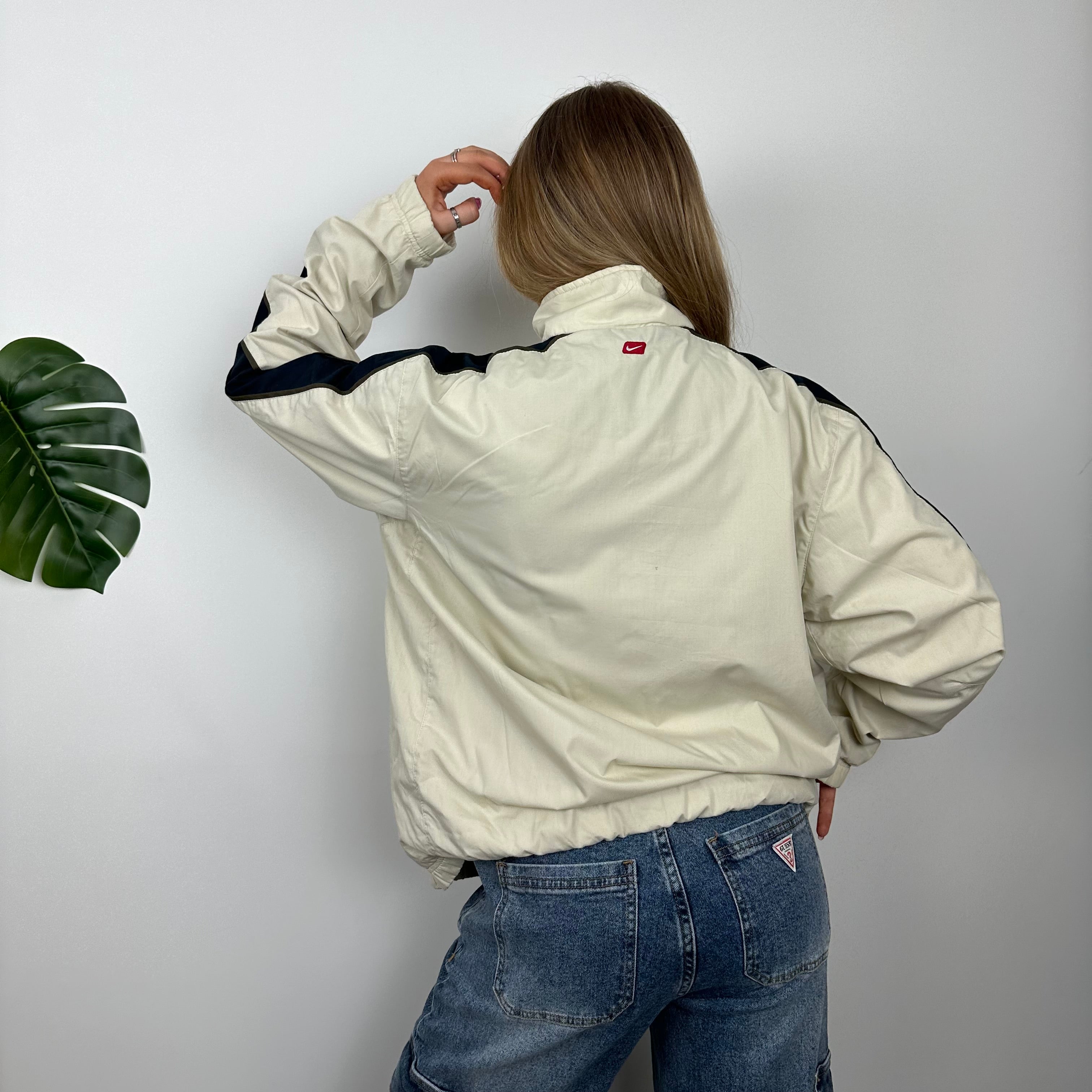 Nike Cream Embroidered Swoosh Windbreaker Jacket (M)