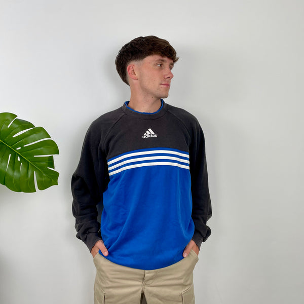 Adidas Black Embroidered Spell Out Colour Block Sweatshirt (L)